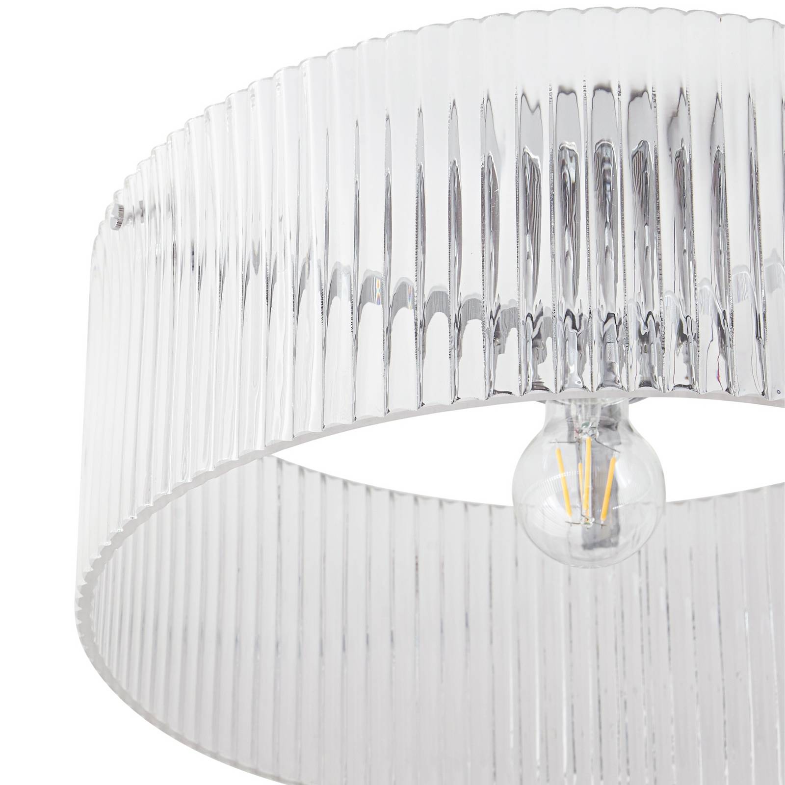 Lampa sufitowa Lucande Meritt, chrom/przezroczysta, Ø 40 cm, szkło