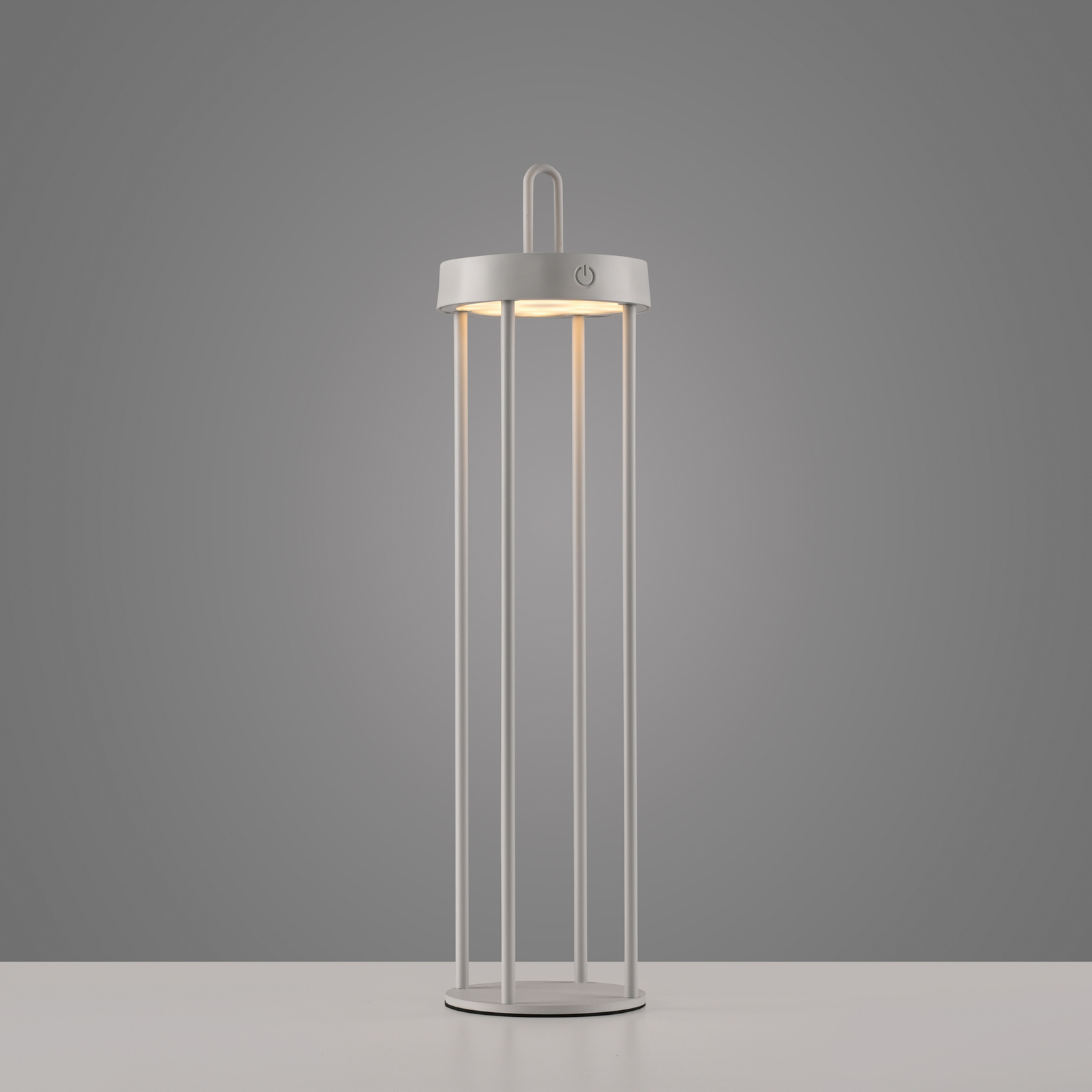 JUST LIGHT. LED-Akku-Tischlampe Anselm grau-beige 50cm Eisen