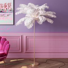 KARE Feather Palm põrandalamp sulega, valge