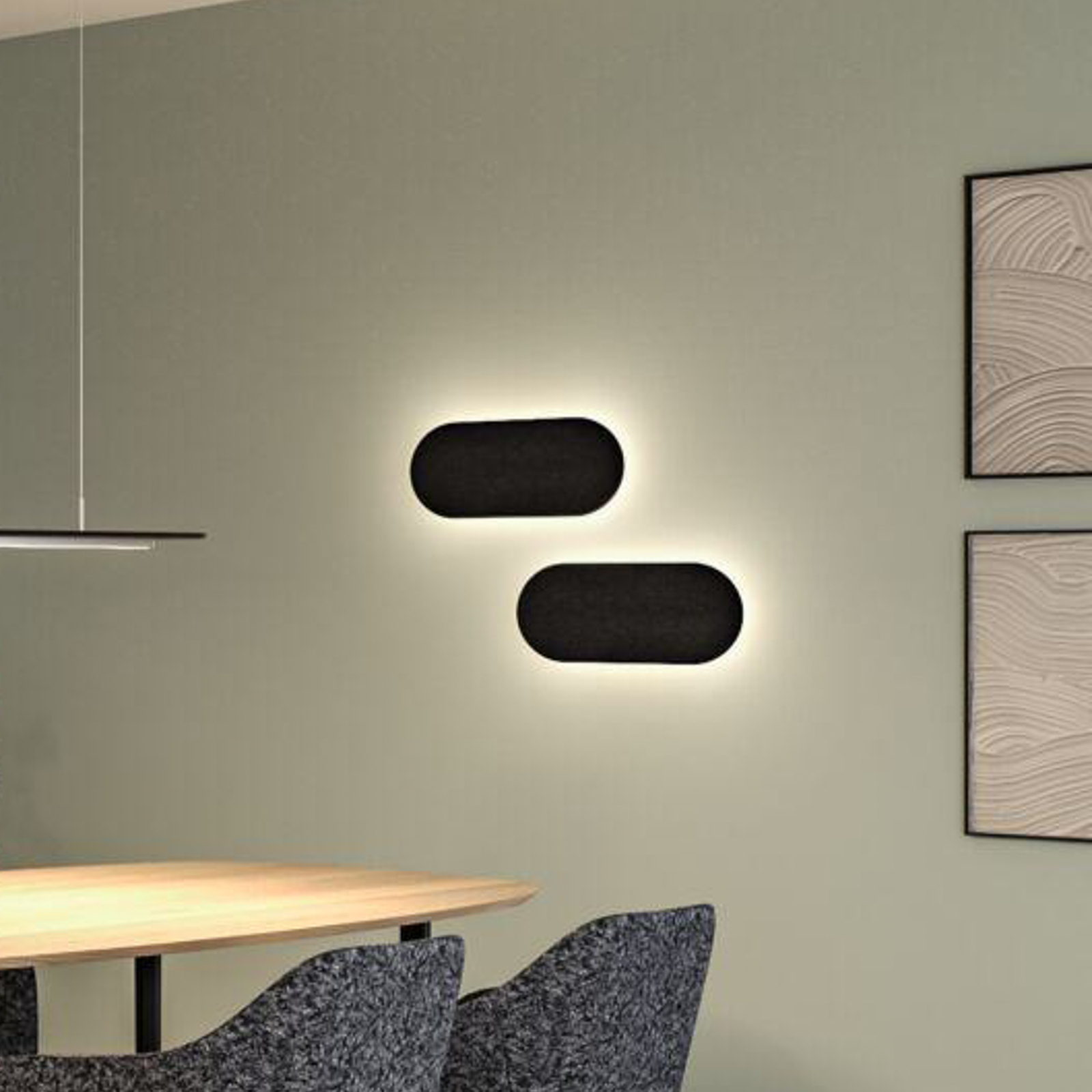 Paulmann Aplique LED de parede Tulga, 45 x 20 cm, antracite, feltro