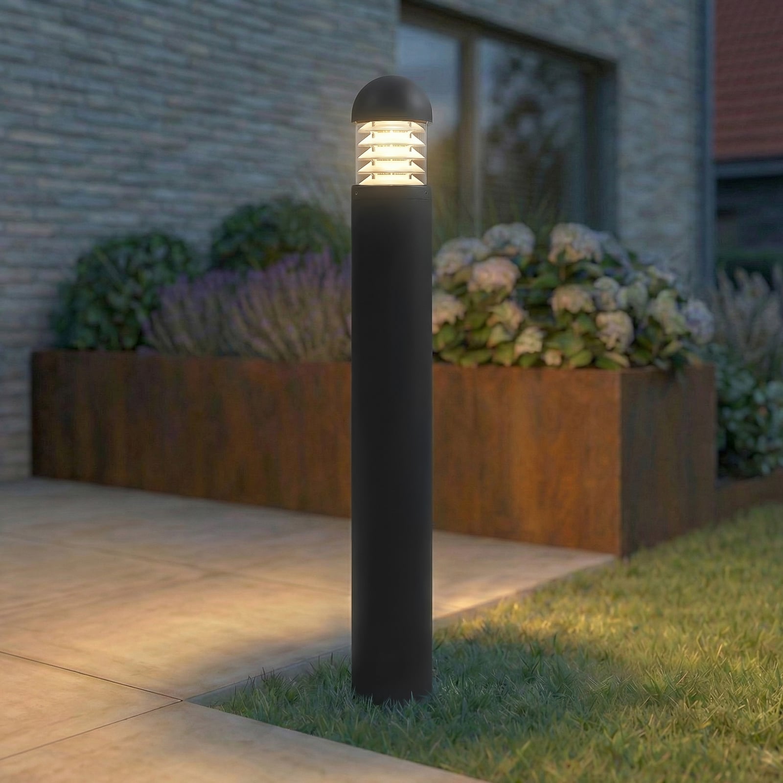 Skagena LED-gatelampe, høyde 90 cm, IP54, aluminium, antrasitt - Lucande