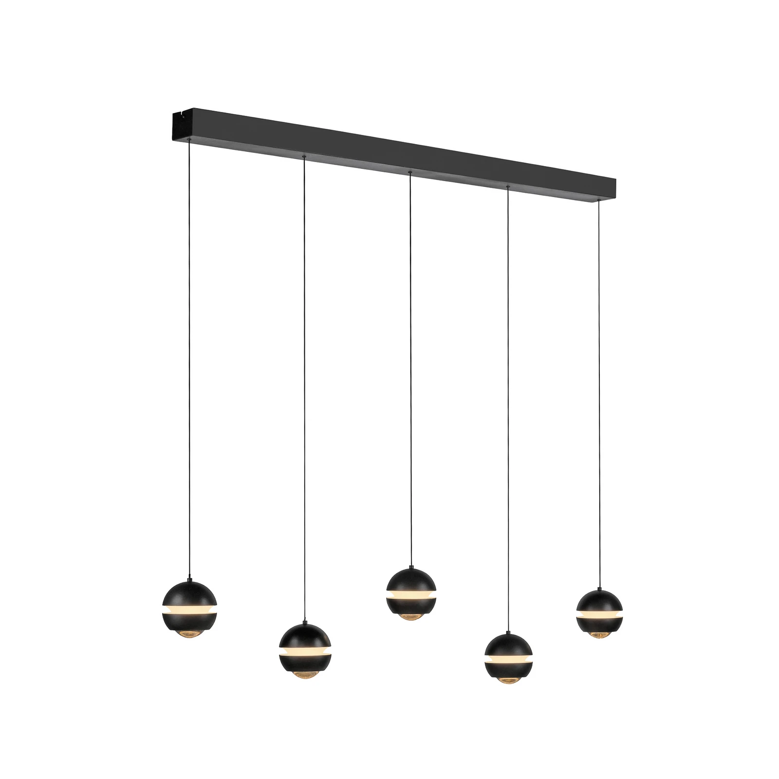 Schöner Wohnen LED piekaramā lampa Lini melna 5-fl. garš 3.000K