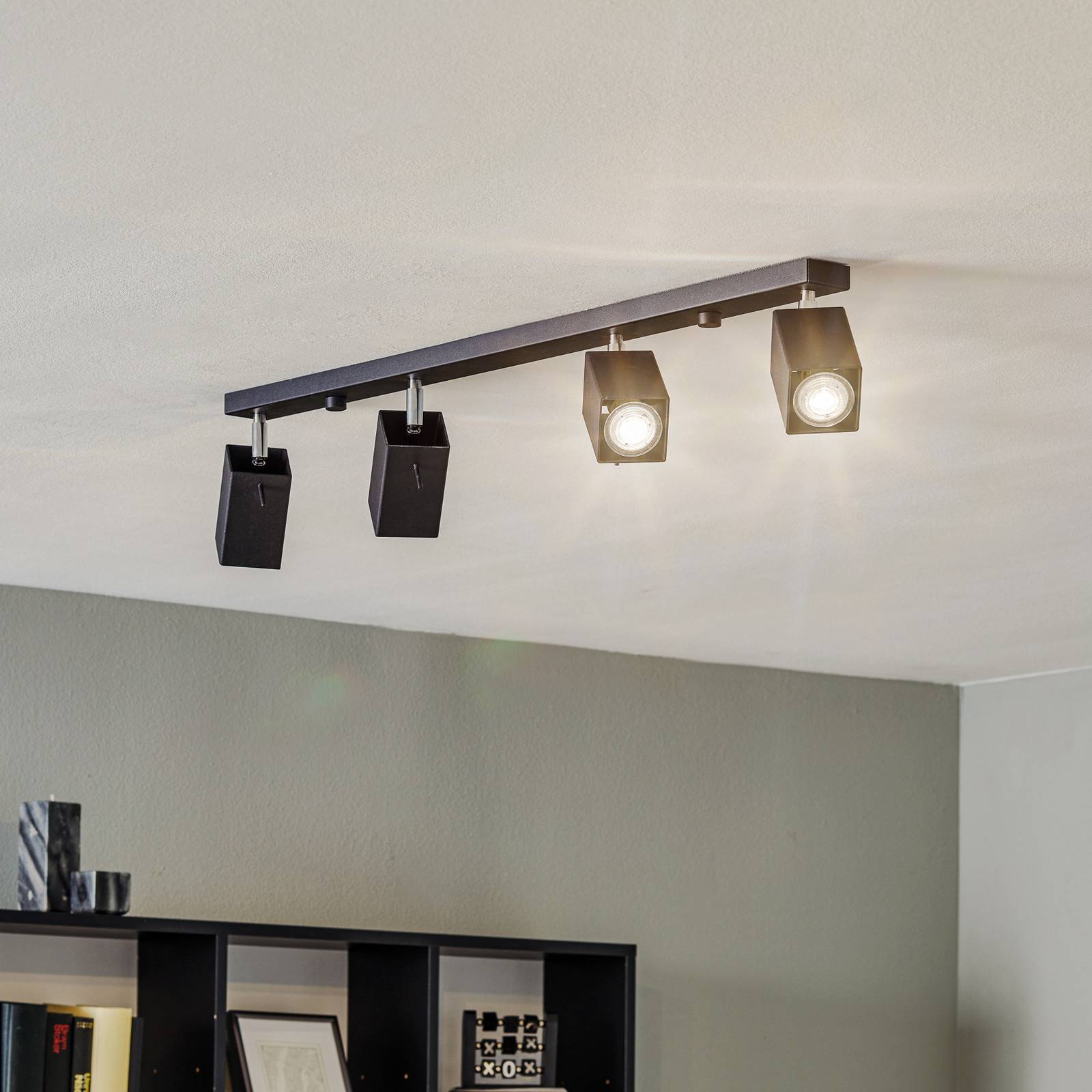 sollux lighting spot pour plafond square noir à 4 lampes linéaire