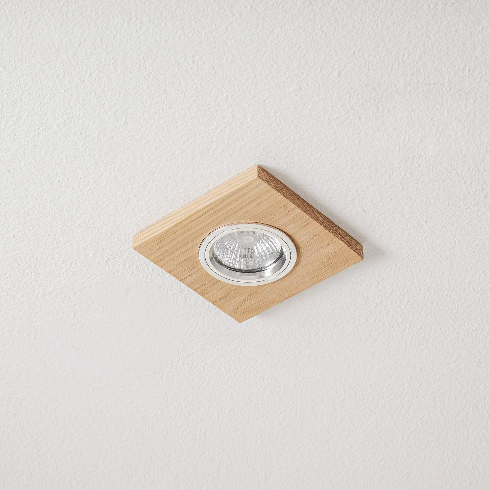 spot-light plafonnier encastré vitar, bois, chêne huilé, 9,5 x 9,5 cm