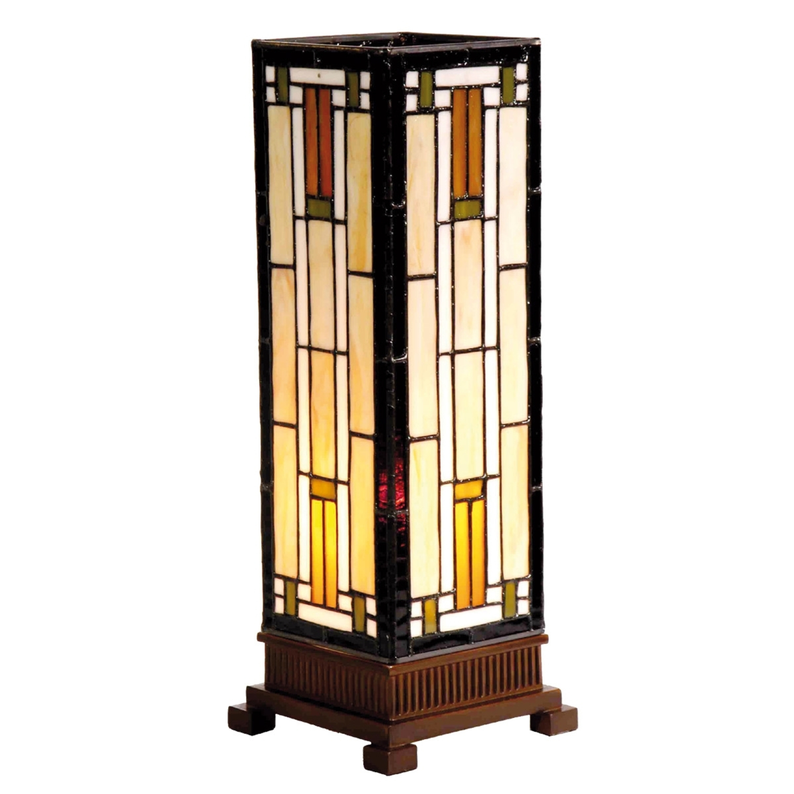 Clayre & Eef Bridget - a table lamp in cream and amber, for Living / Dining Room, glass, polyresin, E14, 25 W, energy efficiency: A++, L: 12.5 cm, W: 12.5 cm, H: 35 cm