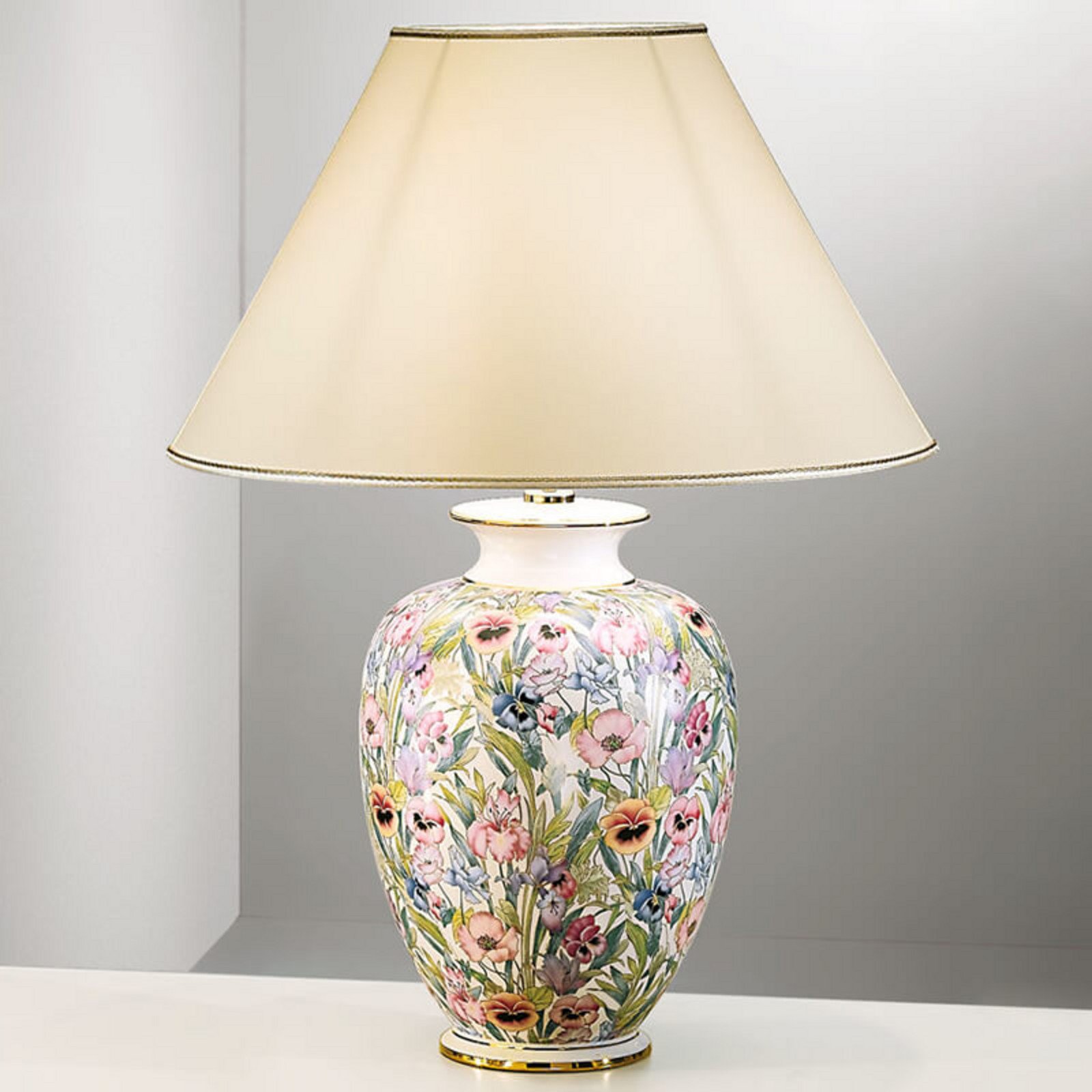 Austrolux lampă de masă Giardino Panse 50 cm ceramică placată cu aur - Camera de zi / sufragerie - modern - alb auriu multicolor