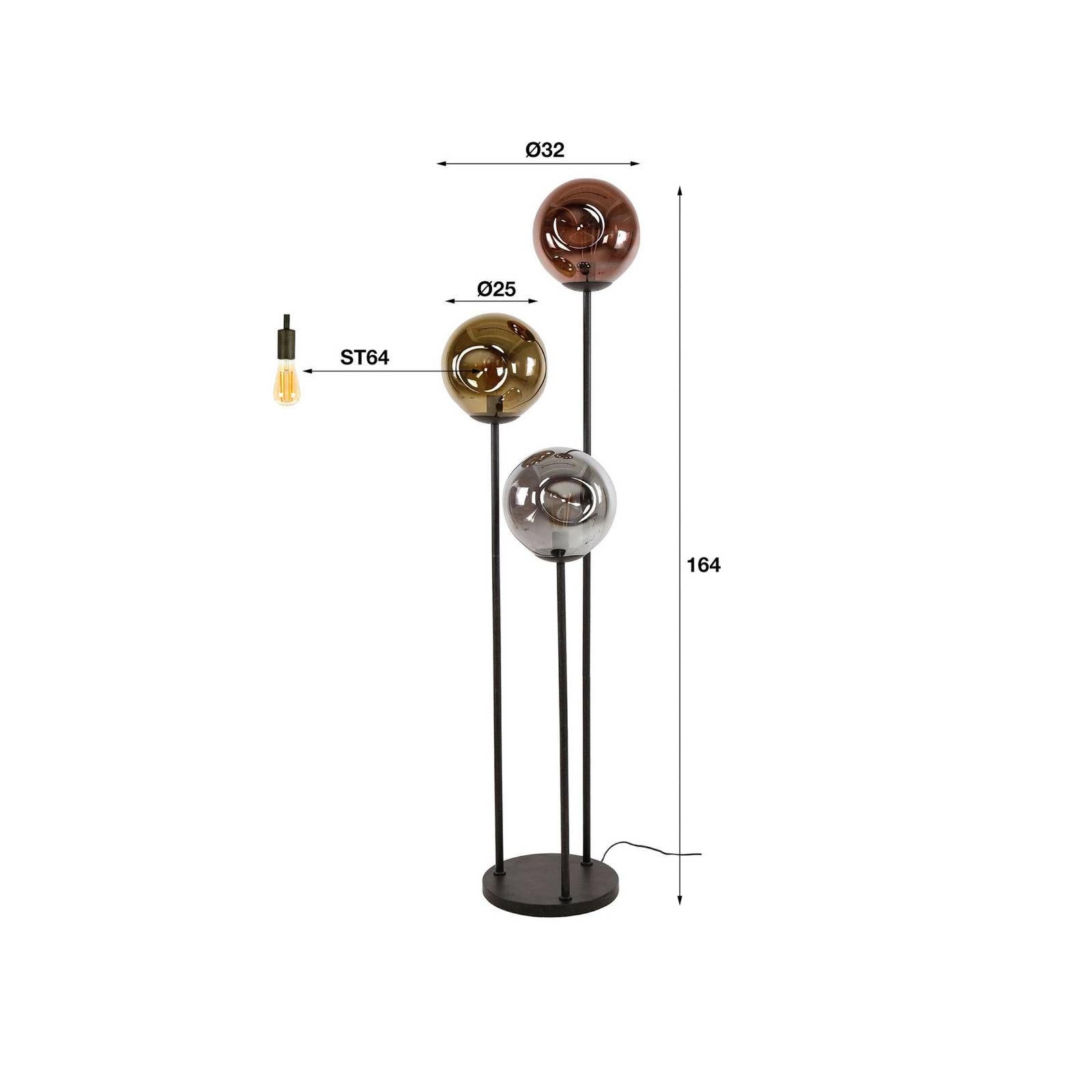 Lampa stojąca Stellar, 3-punktowa, szkło, metal, wielokolorowa