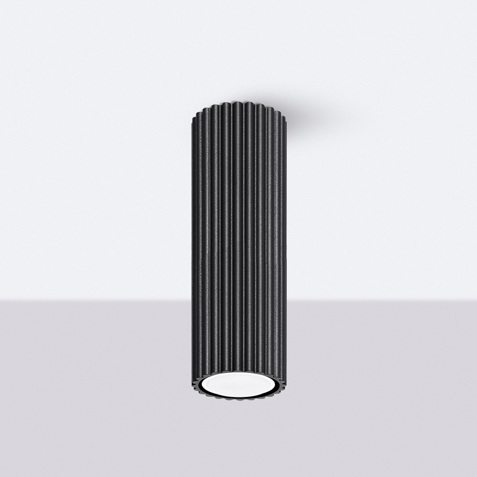 Taklampe i karbon, svart, høyde 20 cm, aluminium