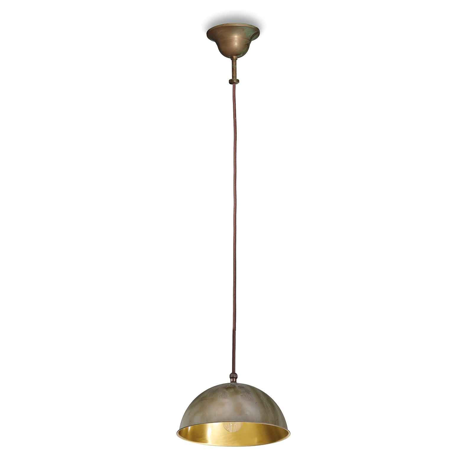 Circle hanging light, onebulb, gold inside Lights.co.uk