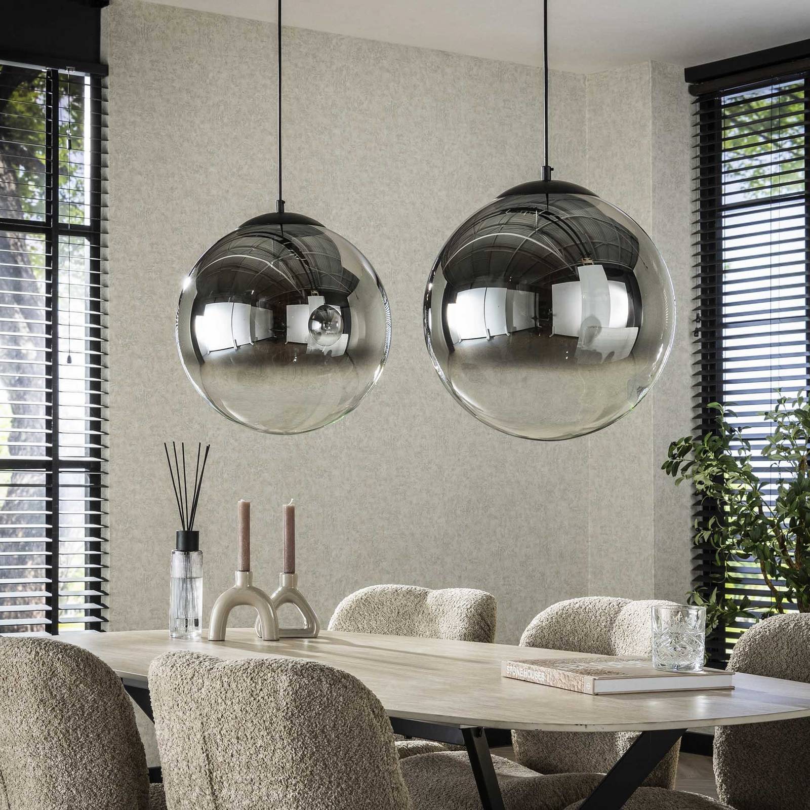 Lampa wisząca Glassball XL, 2-punktowa, szkło, szary dymny, antracytowy