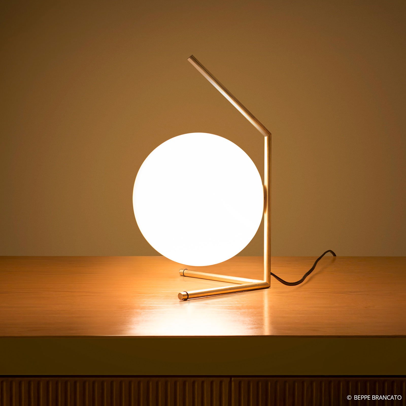 FLOS IC T1 low designer table lamp brushed brass