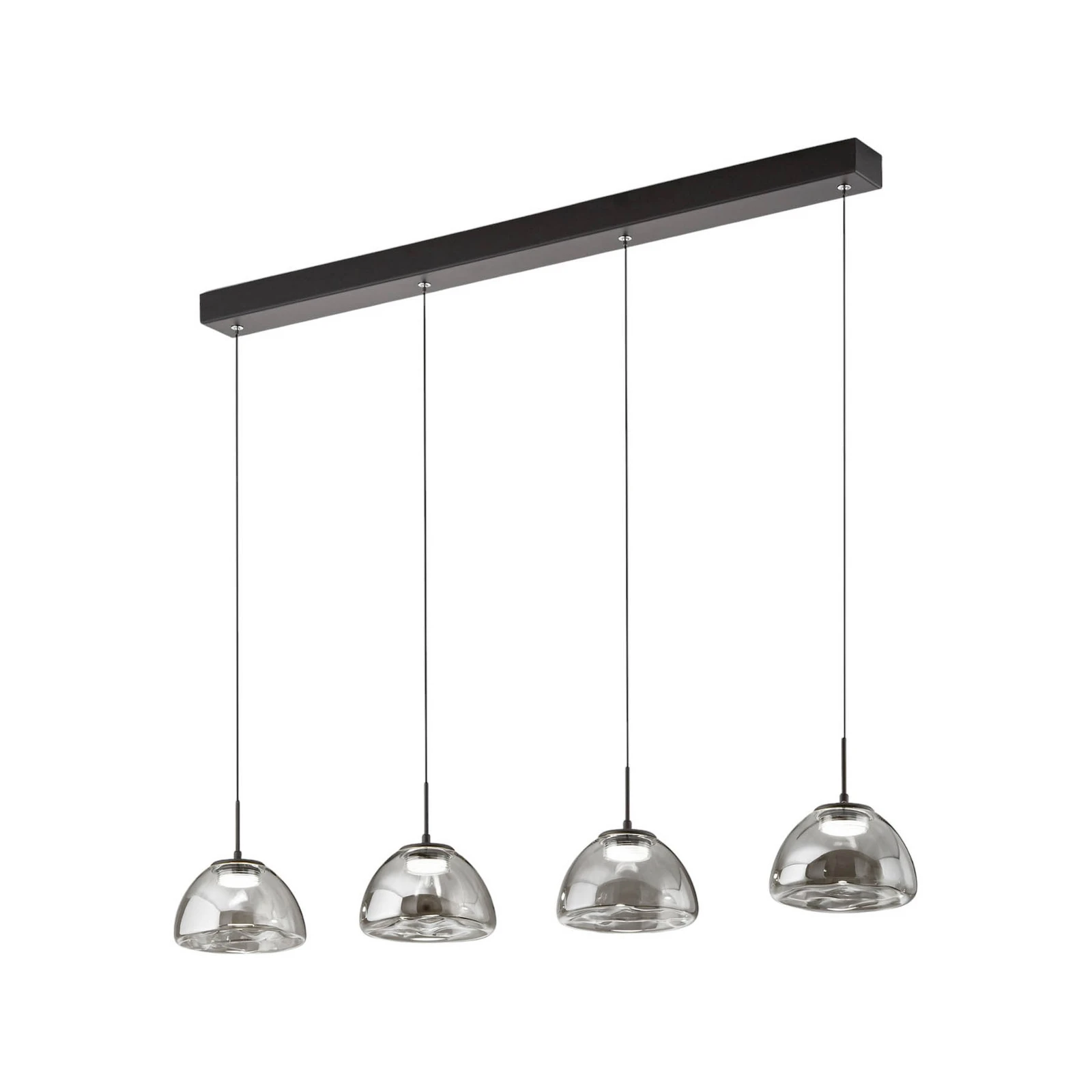 Lucille LED-es függőlámpa, 4 lámpás, füstszürke, CCT, fényerőszabályzóval
