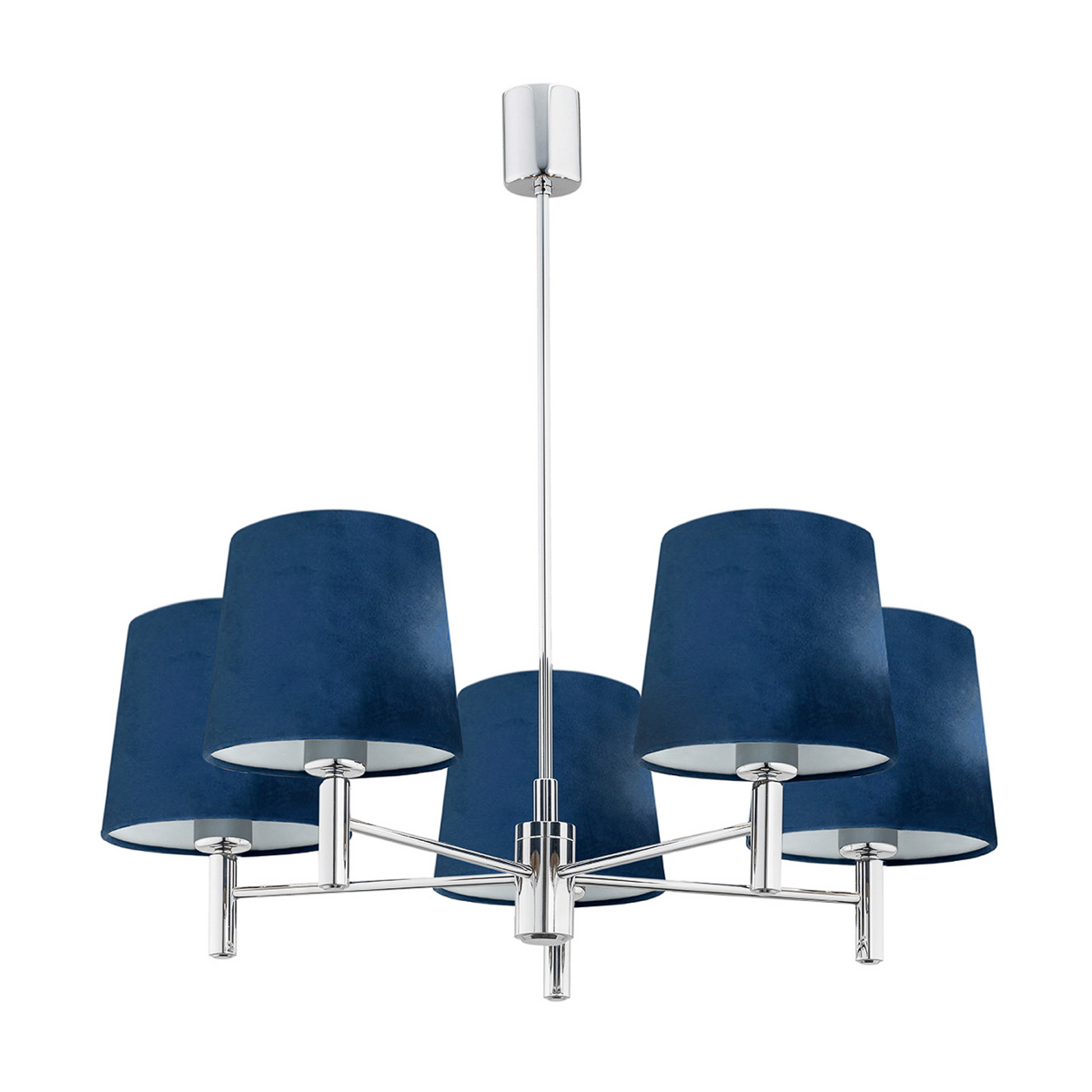 Pendant light Bono, 5-bulb, chrome/blue