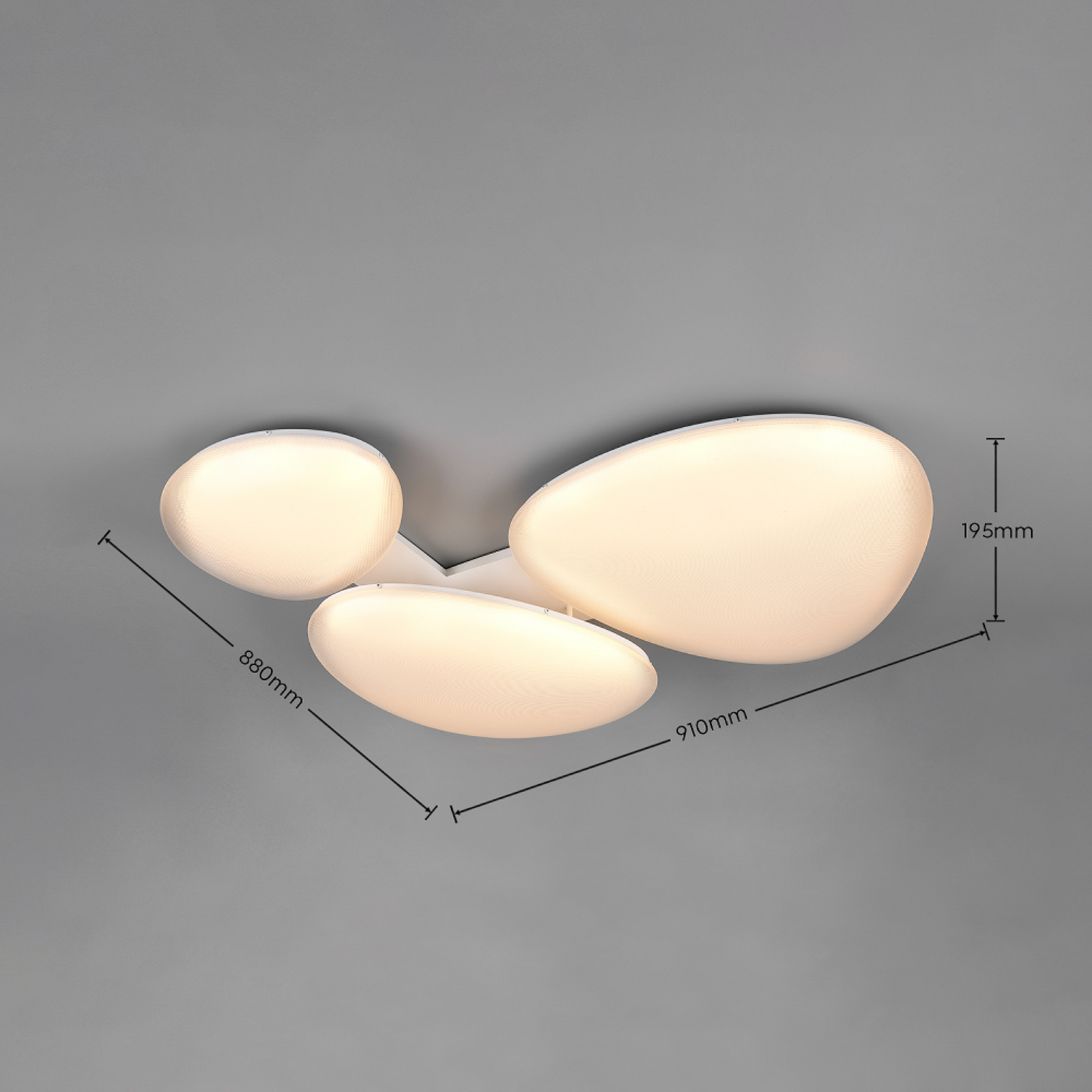 LED plafondlamp Ozera, lengte 95 cm, wit, kunststof, CCT, 3-lamps. LED plafondlamp Ozera, lengte 95 cm, wit, kunststof, CCT, 3-lamps.