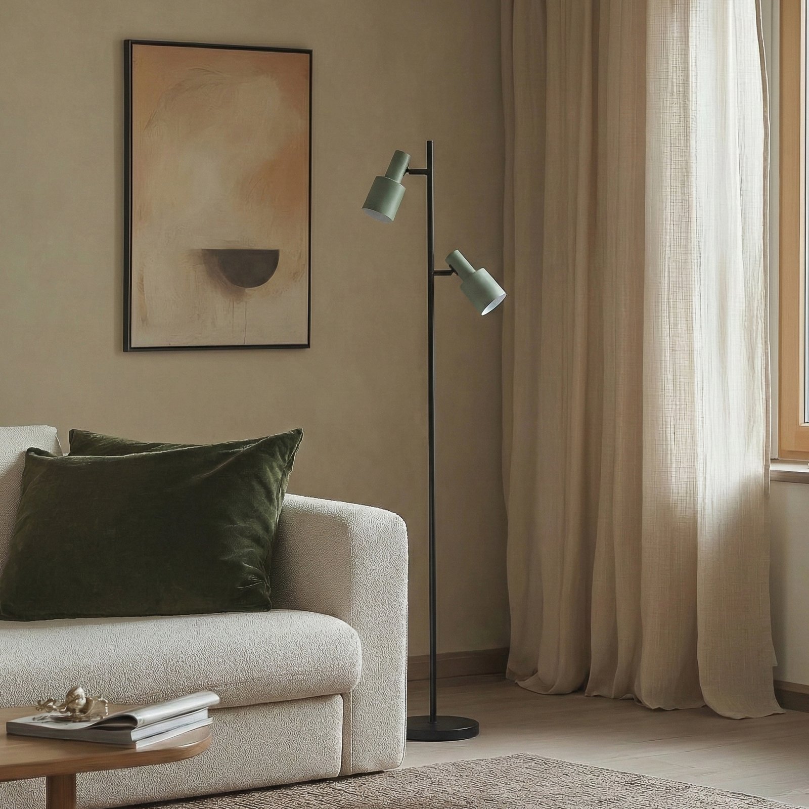 Lindby vloerlamp Ovelia, groen/zwart, metaal, E27 Lindby vloerlamp Ovelia, groen/zwart, metaal, E27