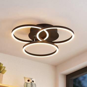 Lindby Qiana LED ceiling lamp CCT, round, black