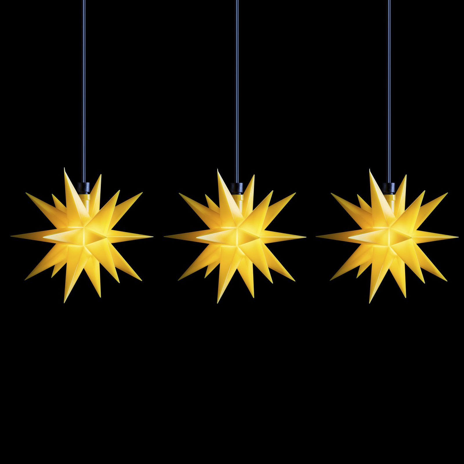 Guirlande LED mini-étoiles à 3 lampes jaune