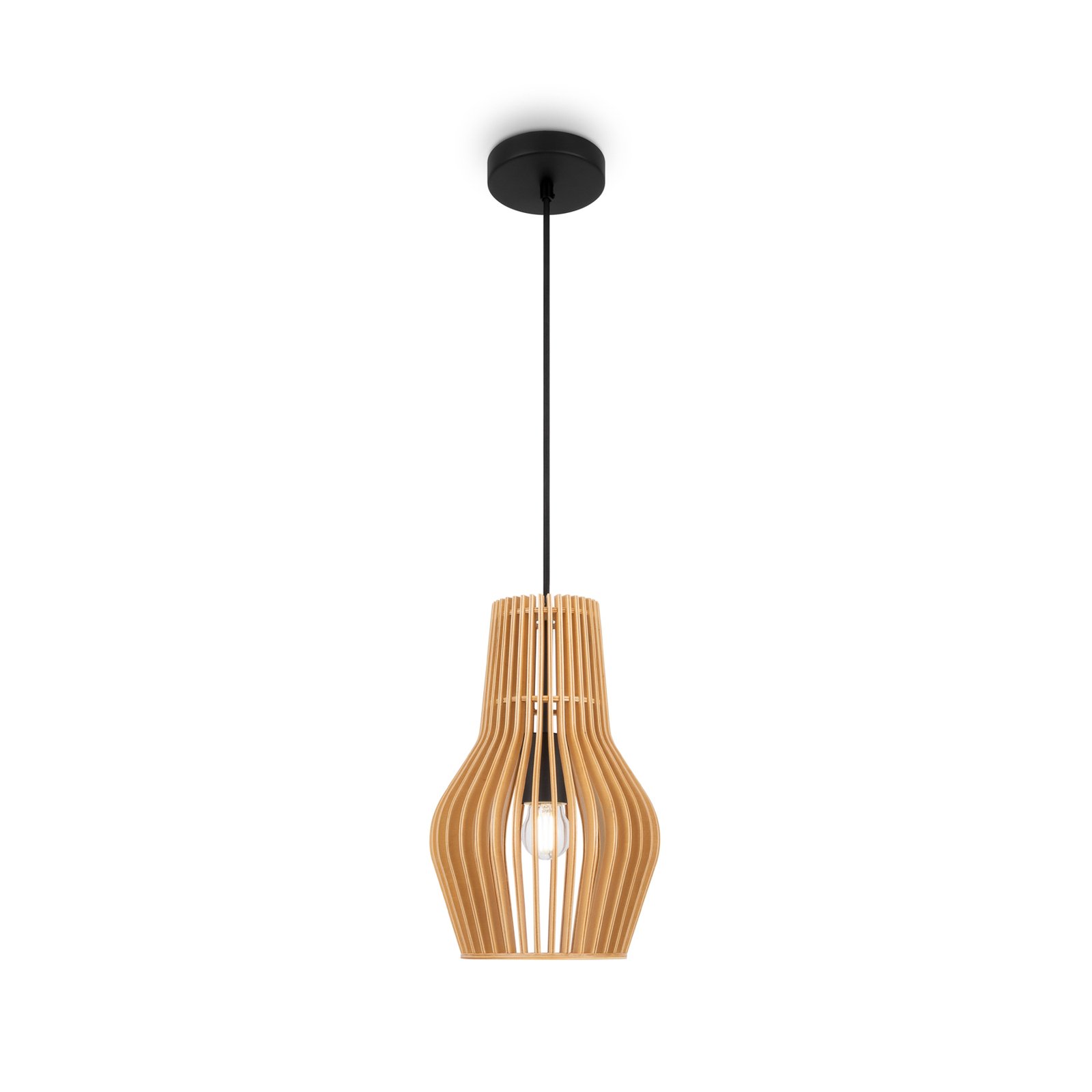 Maytoni Roots pendant light, Ø 20 cm, height 31 cm, beige, wood