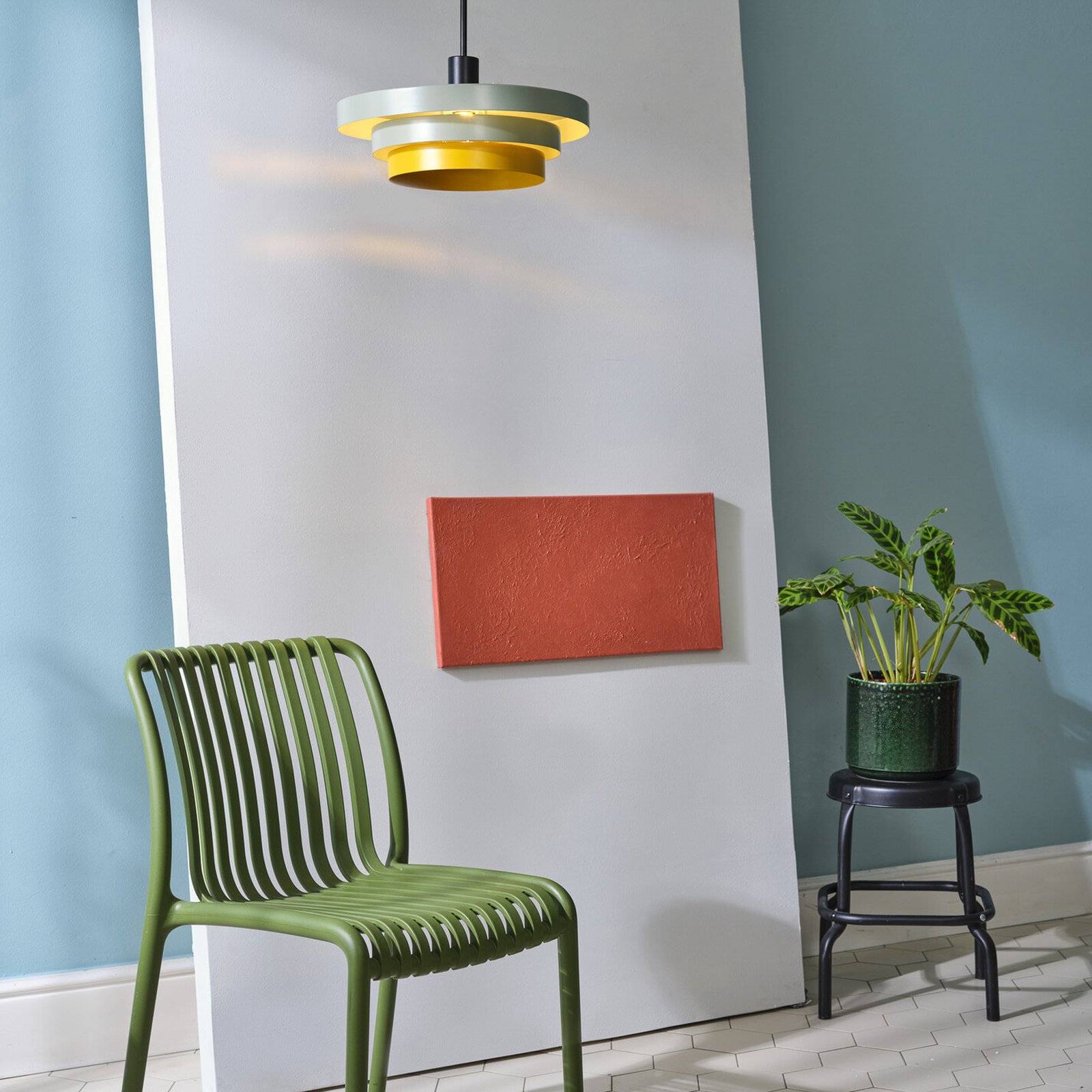 Lampada a sospensione OSRAM Decor Layers, verde/giallo, acciaio, E27