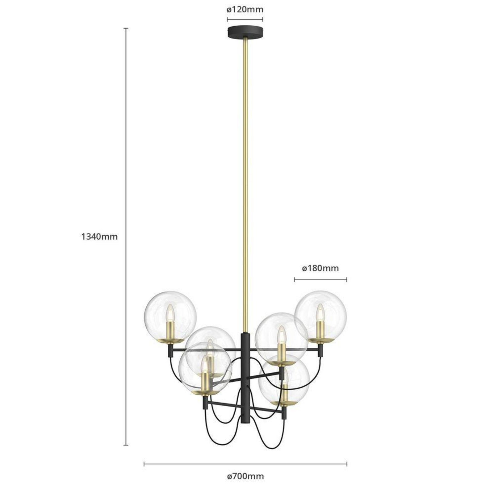 Sotiana 6 Lustră Pendul Brass - Lucande