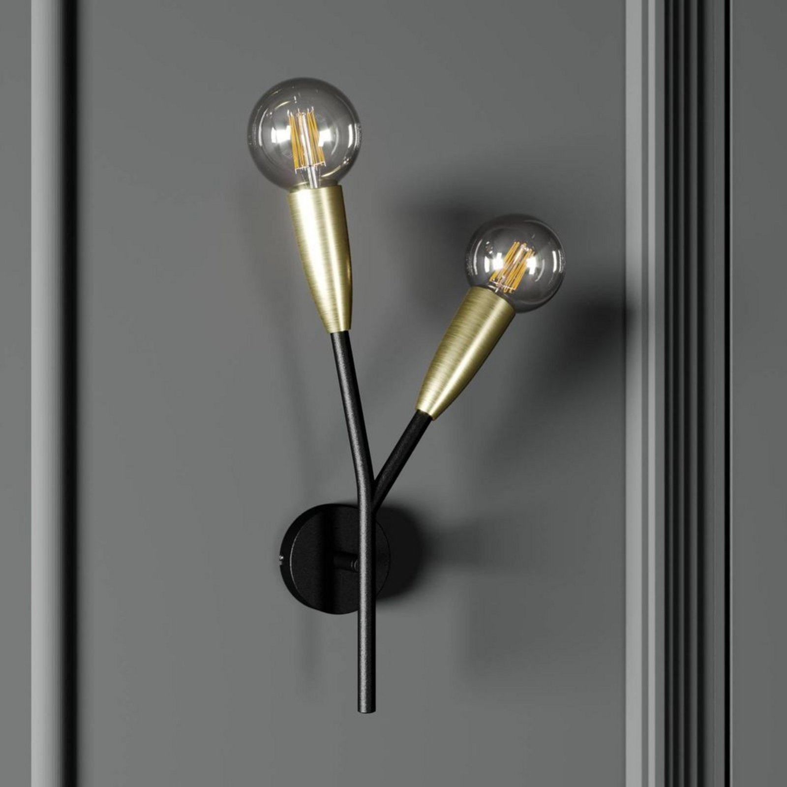 Carlea 2 Aplică de Perete Black/Brass - Lucande