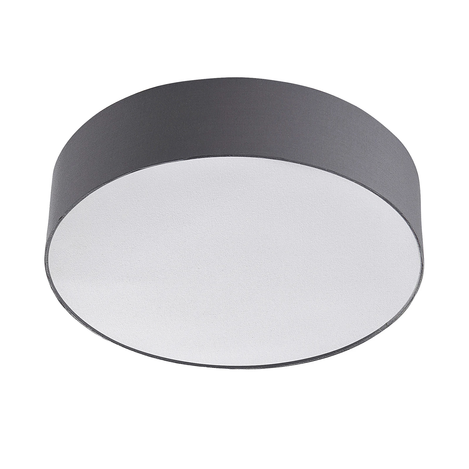 Plafón Lindby Sebatin, Ø 50 cm, gris, tela, E27