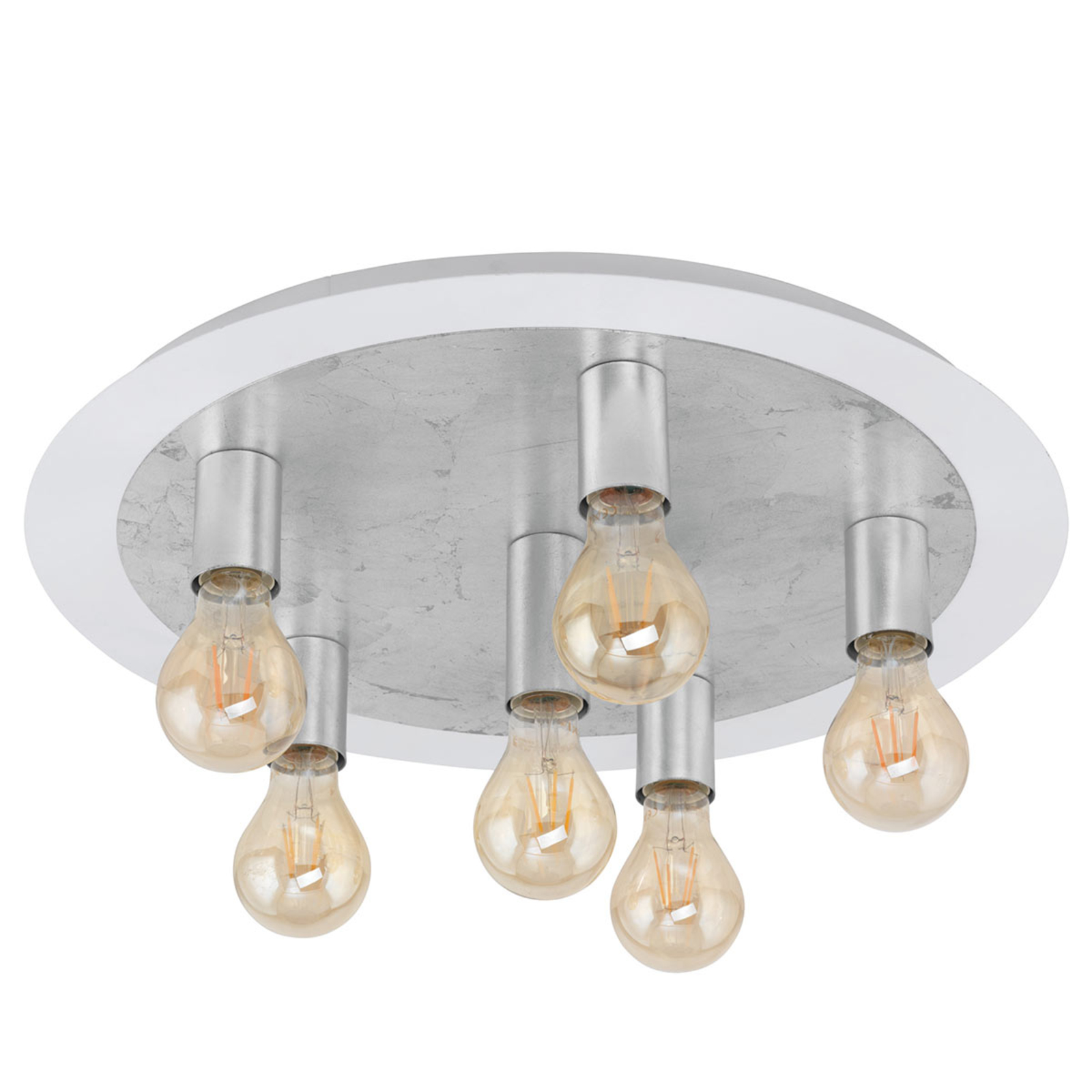 EGLO Passano LED ceiling lamp, 6-bulb, silver, for Living / Dining Room, metal, E27, 4 W, energy efficiency: A+, H: 22 cm