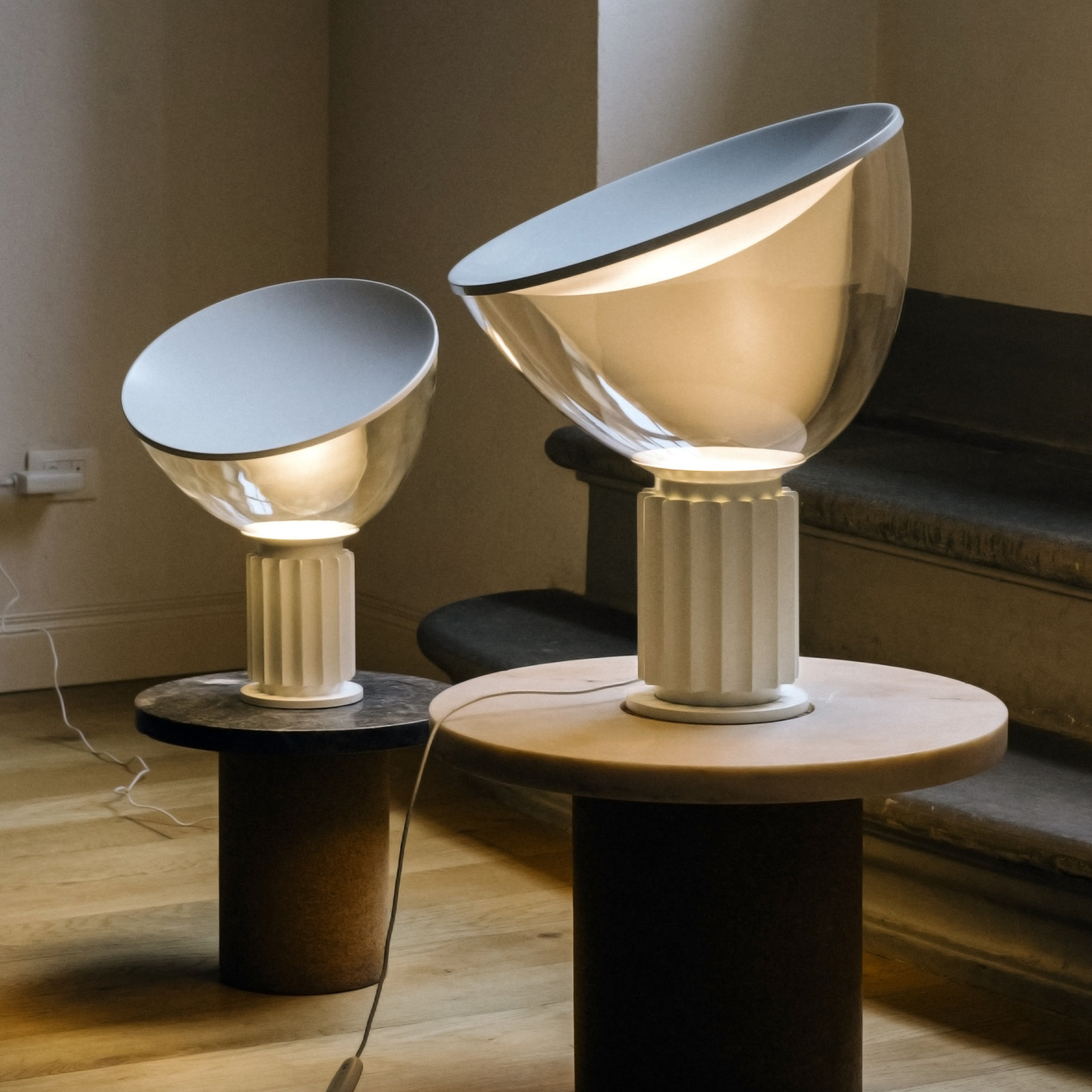 FLOS Taccia LED table lamp, white, glass