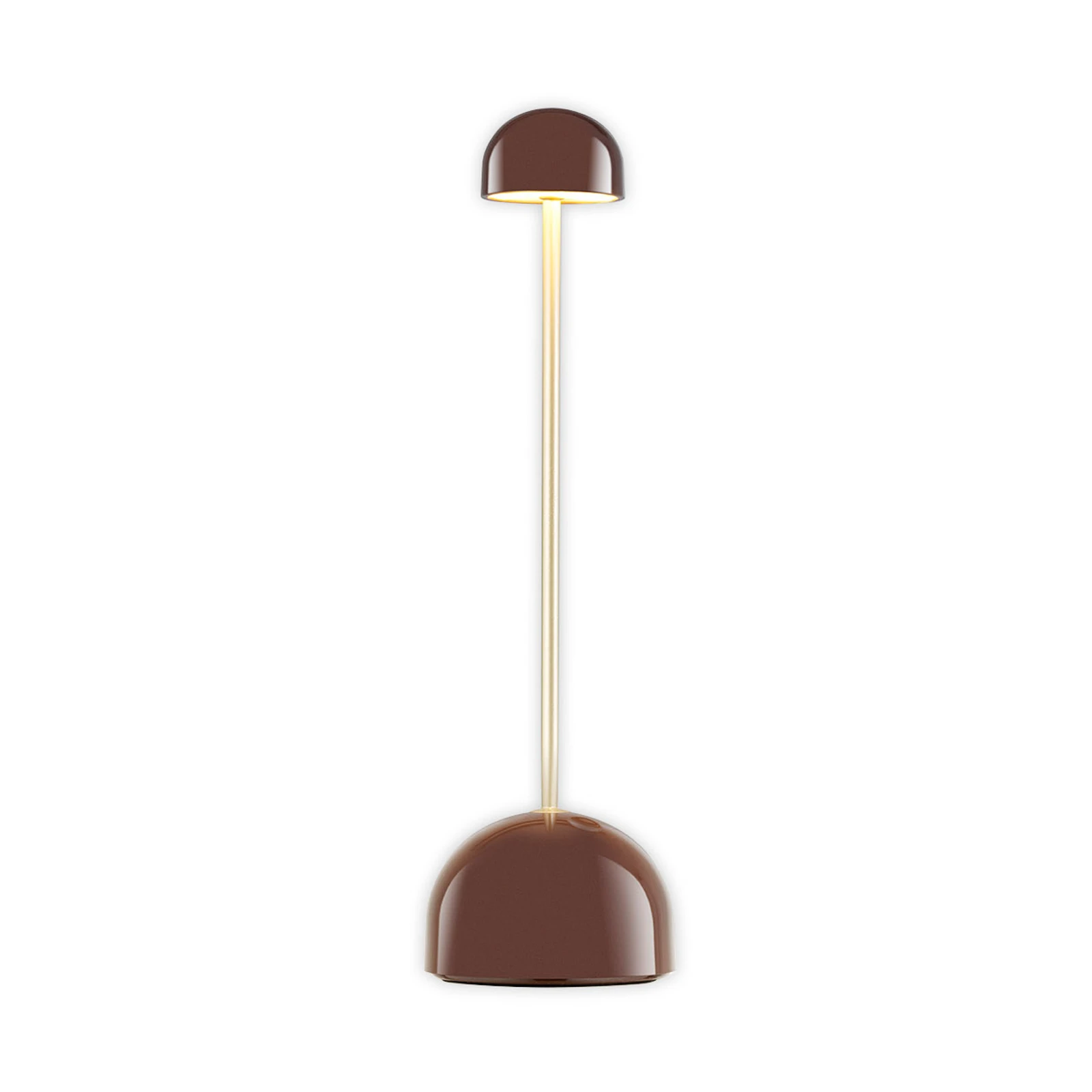 MARSET LED-batteridrevet bordlampe Sips, brun/gull, 31 cm, stål
