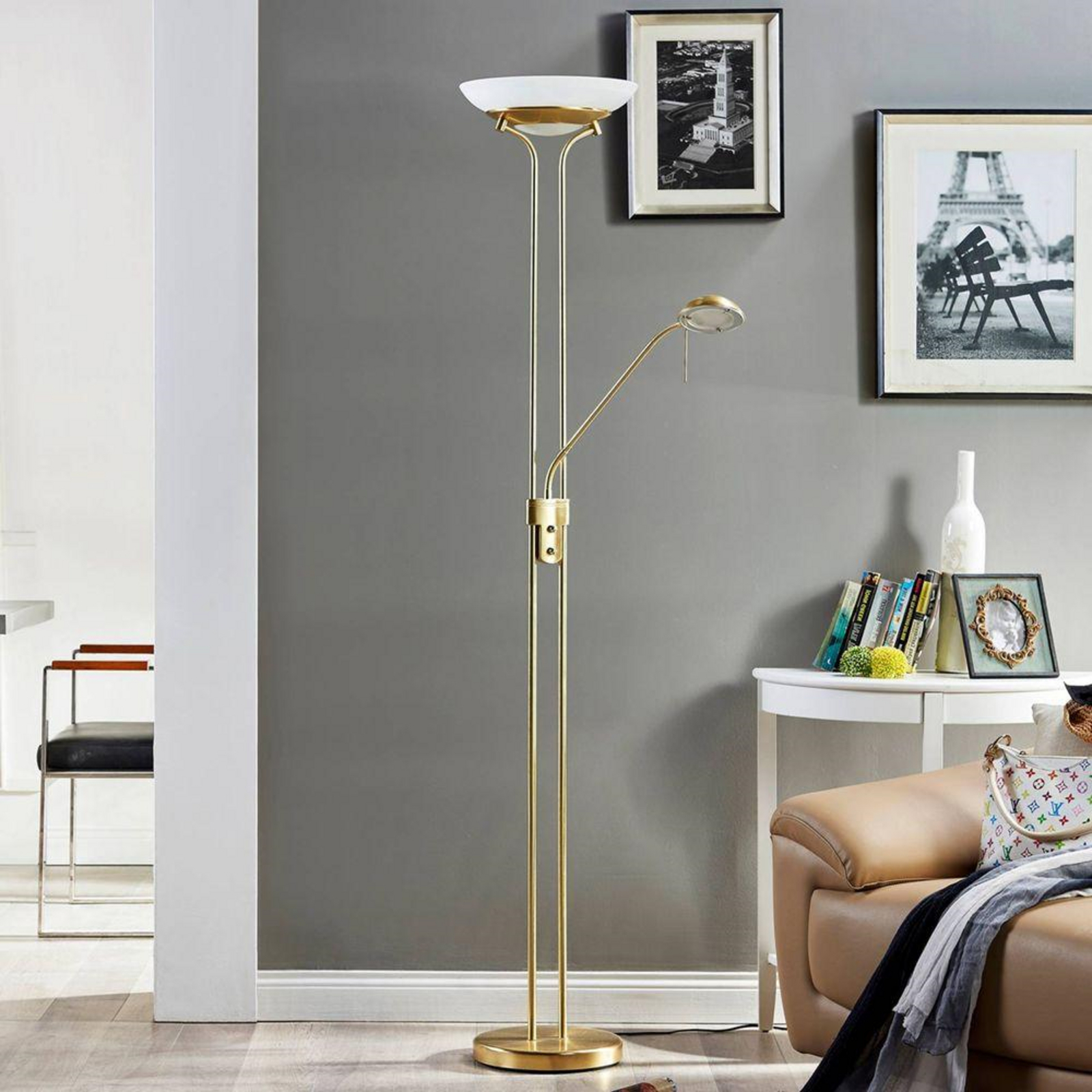 Yveta Lampadar Brass/White - Lindby