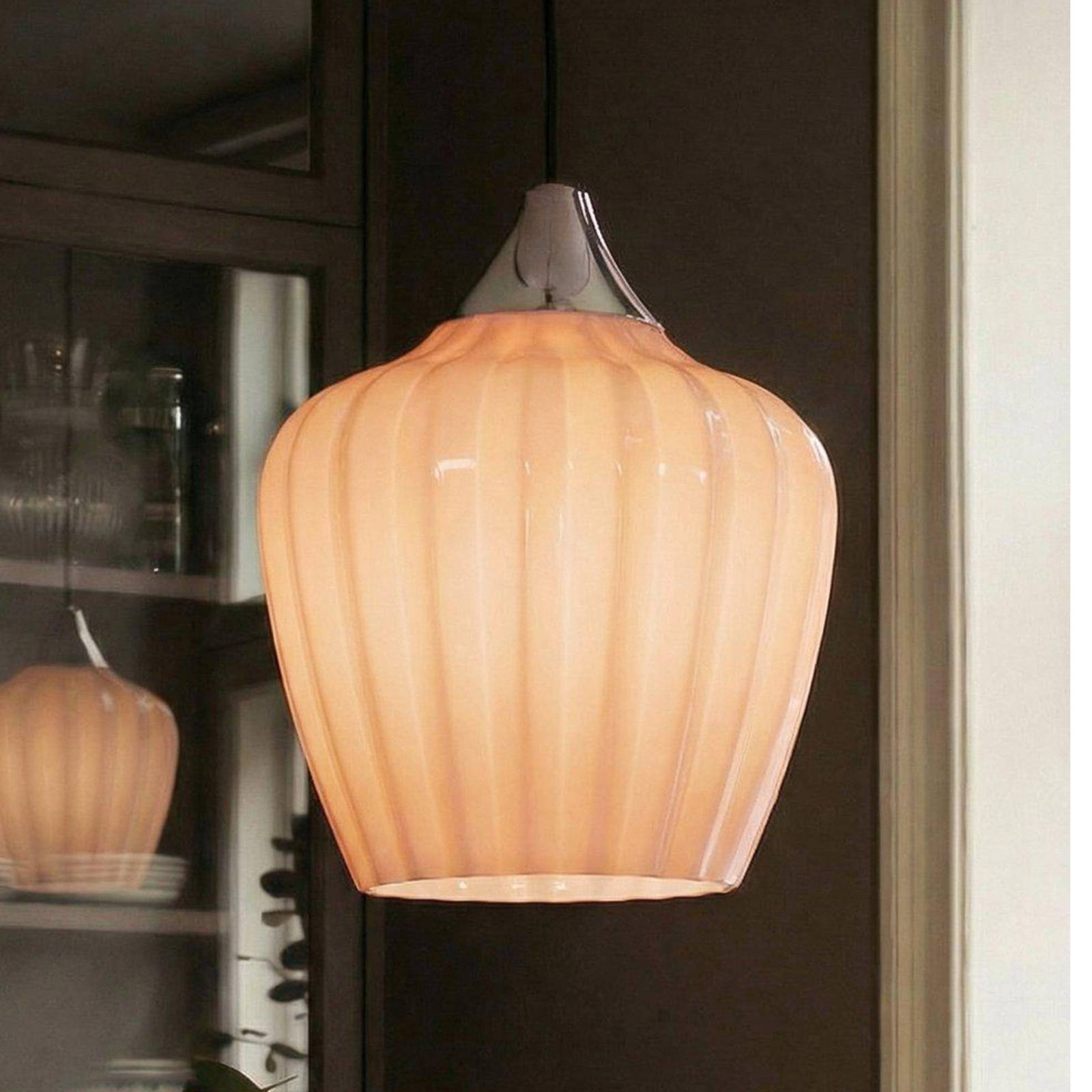 Pendelleuchte Amalfi, orange, Ø 25 cm, Glas, E27, Stecker