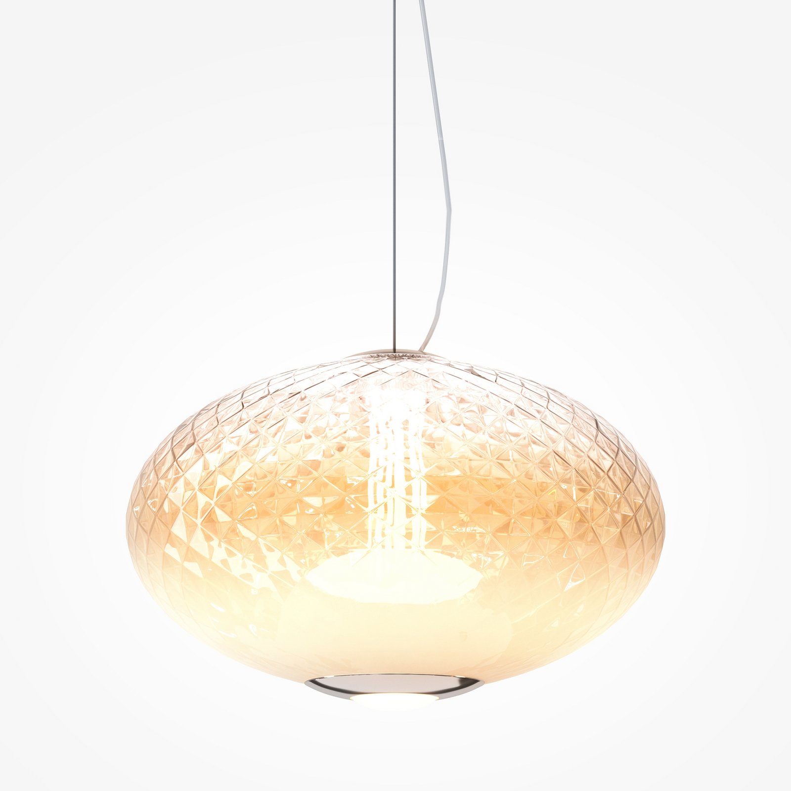 Maytoni Lampada a sospensione in vetro Bruma, cromo/bianco, altezza 19,5 cm