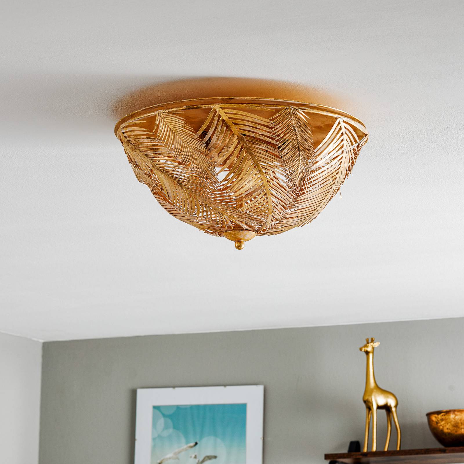 Felce – złota designerska lampa sufitowa