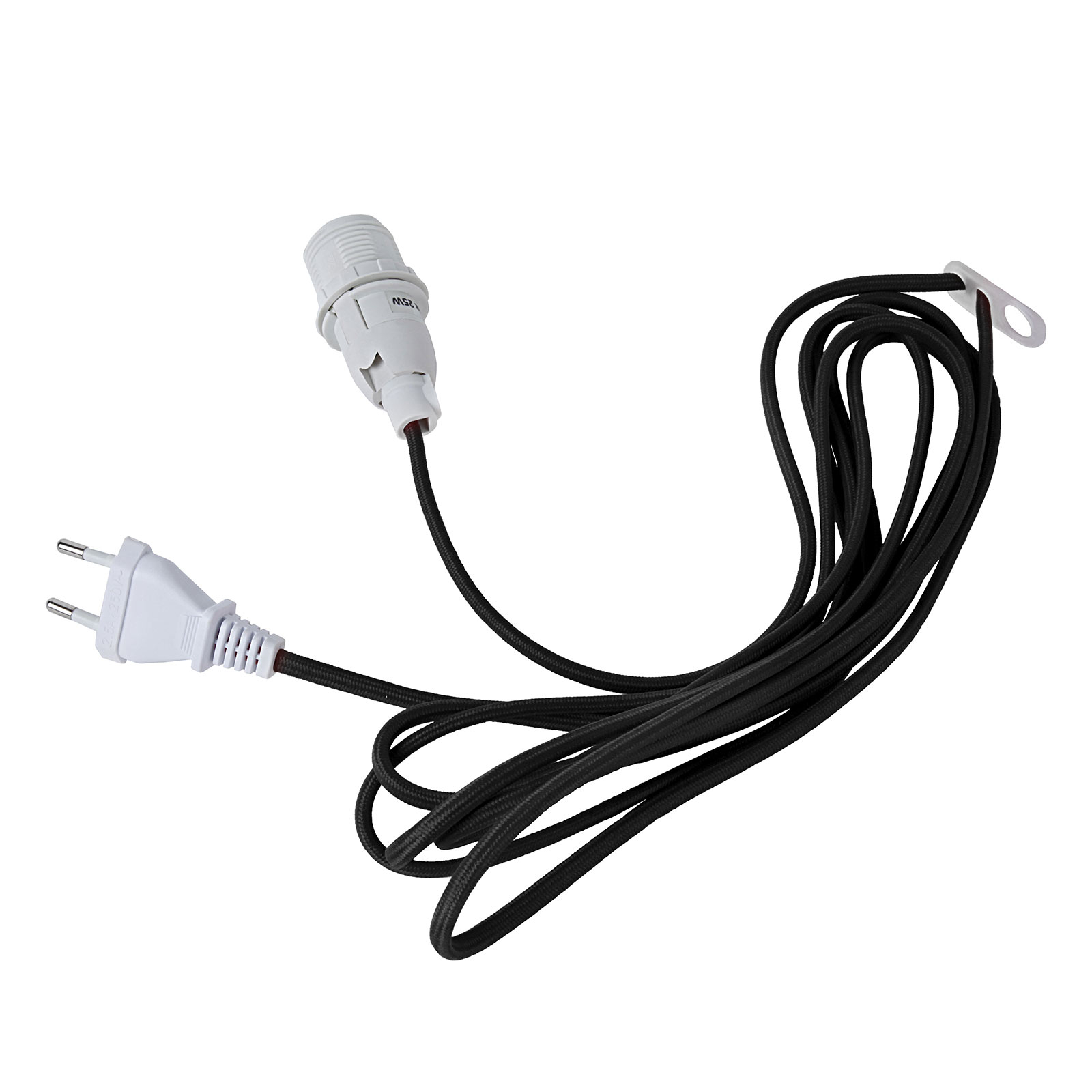 E14 socket Lacy with cable, black and white