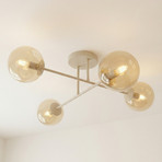 ROMA ceiling light, beige, length 75 cm, 4-bulb, glass/metal