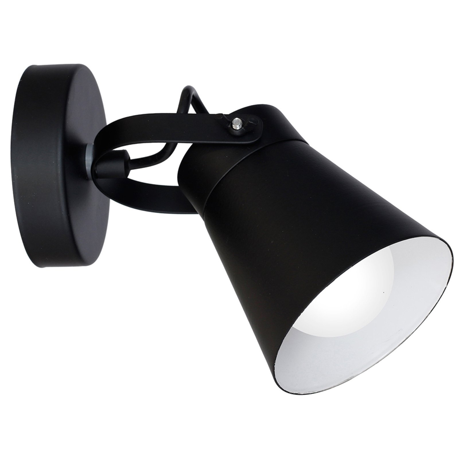 LUMINEX Amos wall light, black, one-bulb, for Living / Dining Room, metal, E27, 60 W, energy efficiency: A++, W: 10 cm, H: 20 cm