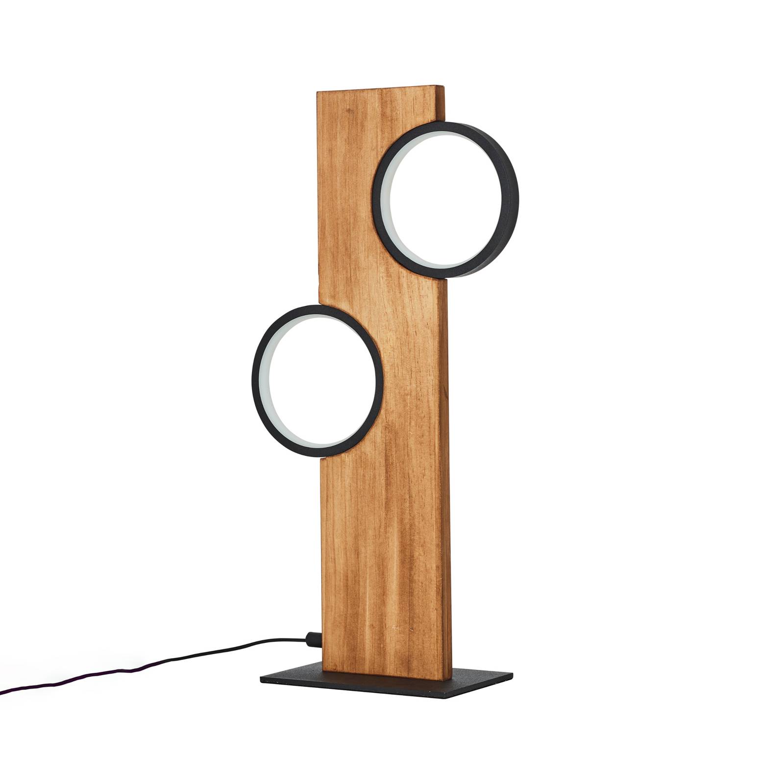 LED-Tischlampe Cheesy aus Holz, zweiflammig
