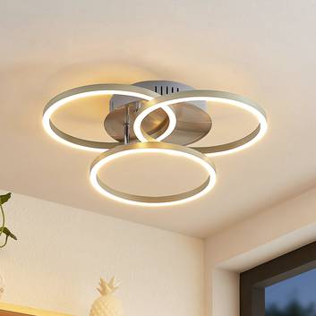 Lindby Qiana LED plafondlamp CCT, rond, nikkel
