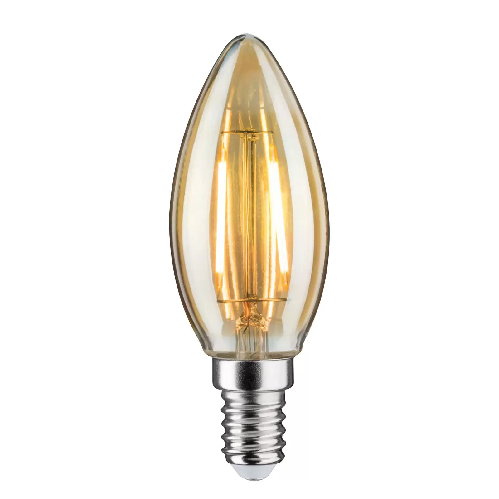 LED gyertya lámpa E14 4,7W 2 500K arany, dimm.