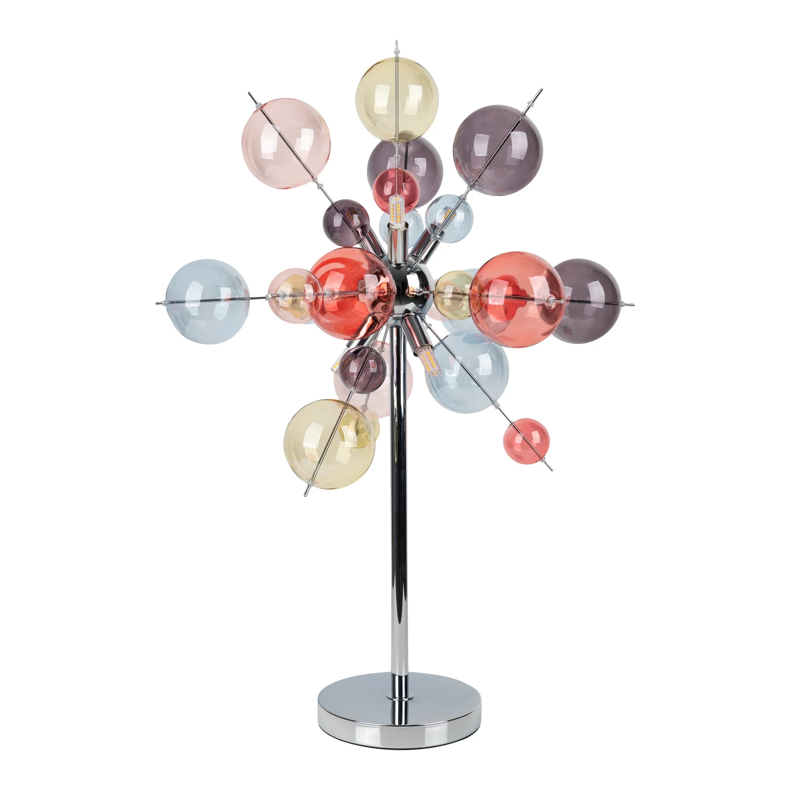 Tafellamp Explosion, glas, pastelkleurig, chroom, G9