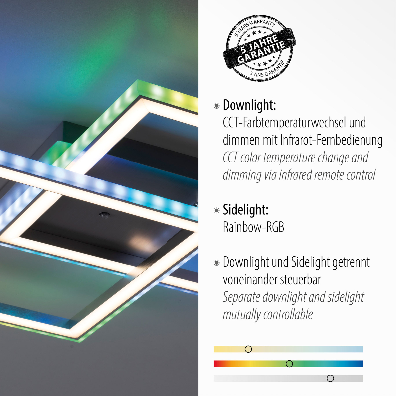 LED-Deckenleuchte Felix60, 44,5x44,5cm