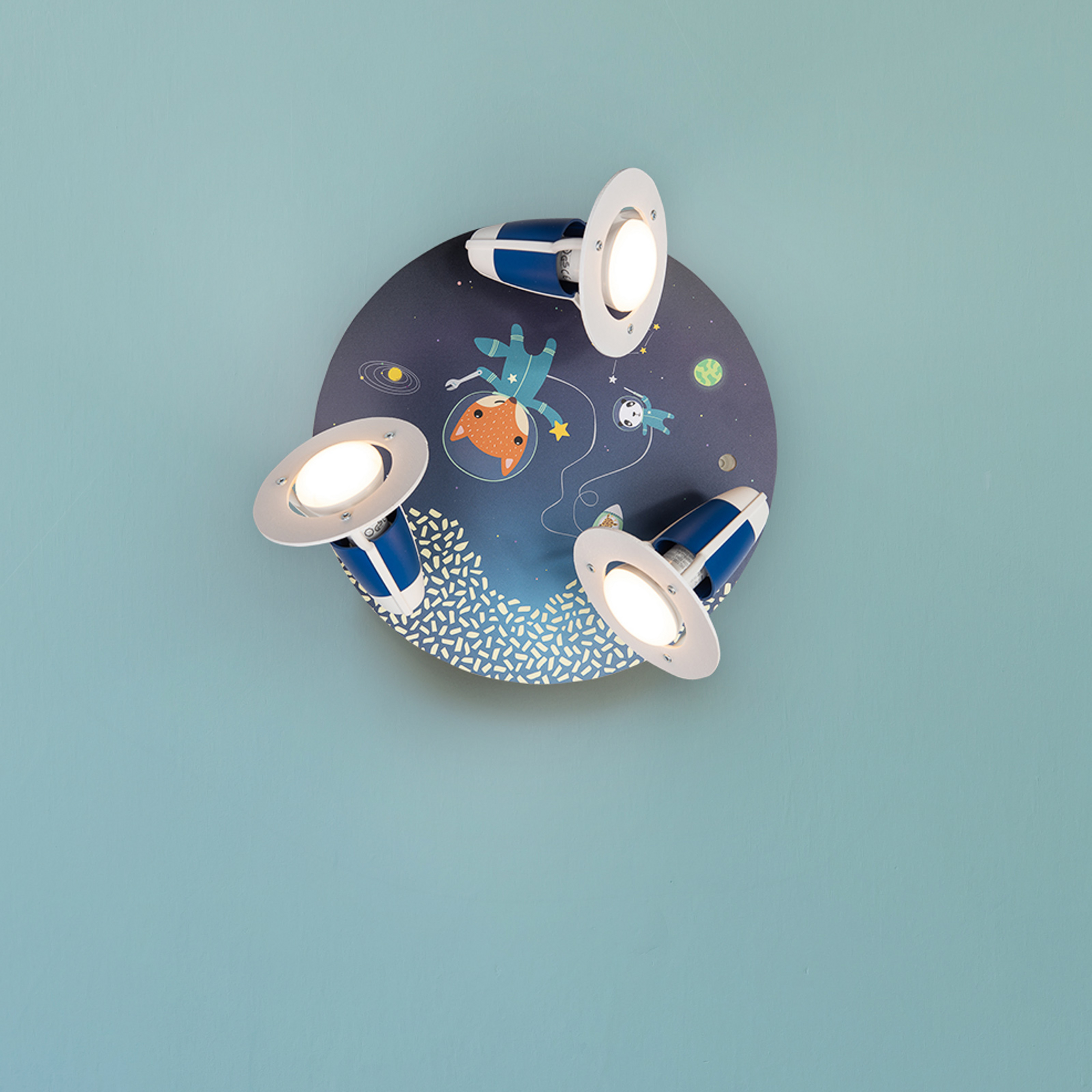 Plafoniera rotonda Space Mission, blu