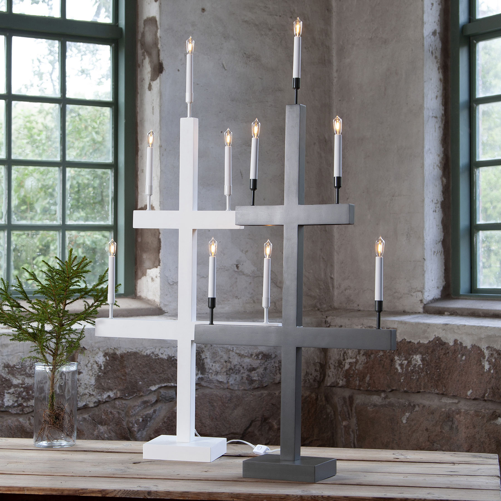 LED-Fensterleuchter Storm 5-flammig Höhe 118 cm