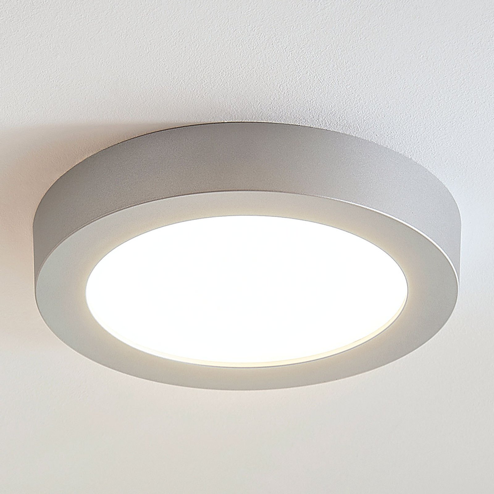 Plafoniera LED Marlo argento 3.000K rotonda 25,2cm