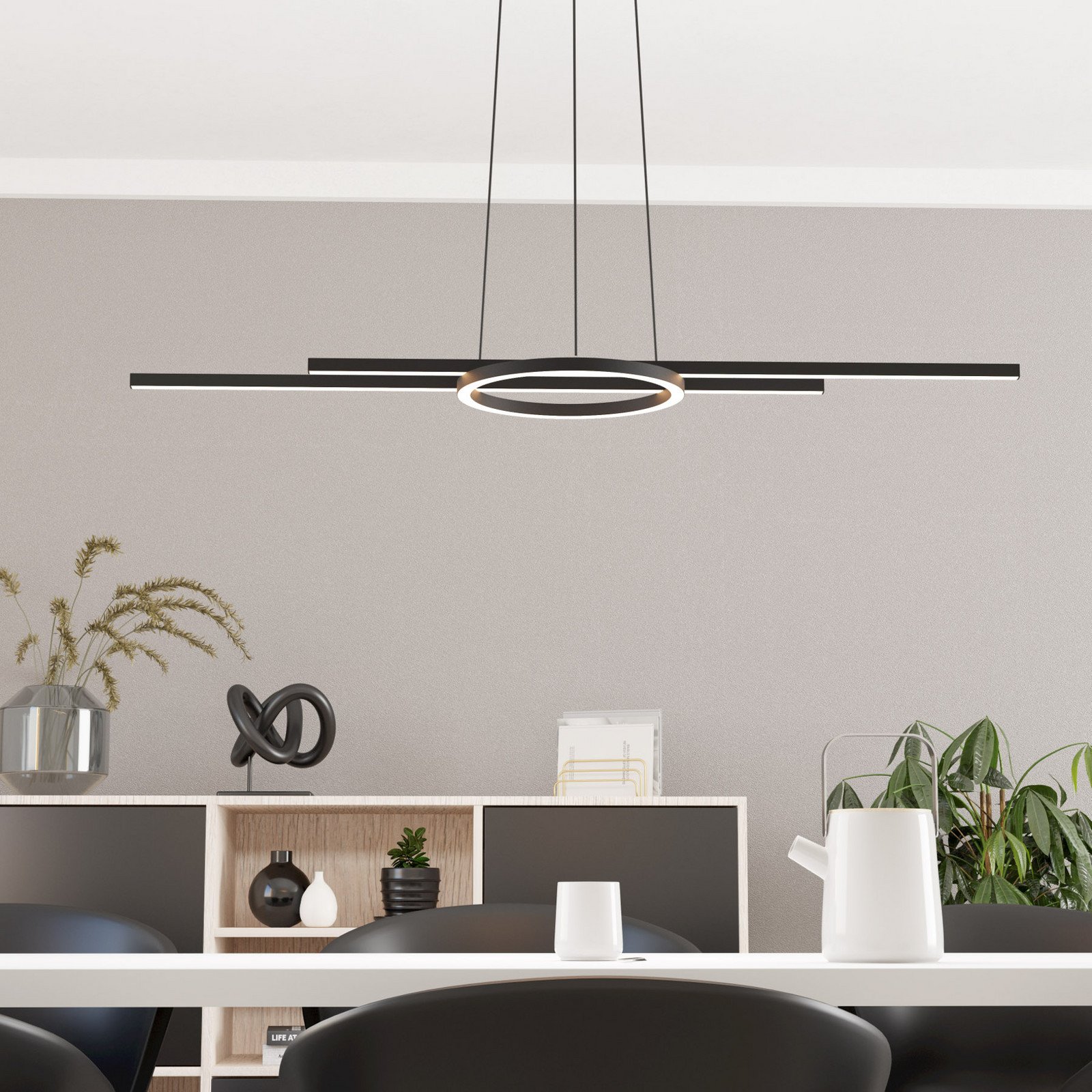 Lampă suspendată cu LED-uri Zillerio-Z negru ZigBee CCT dim
