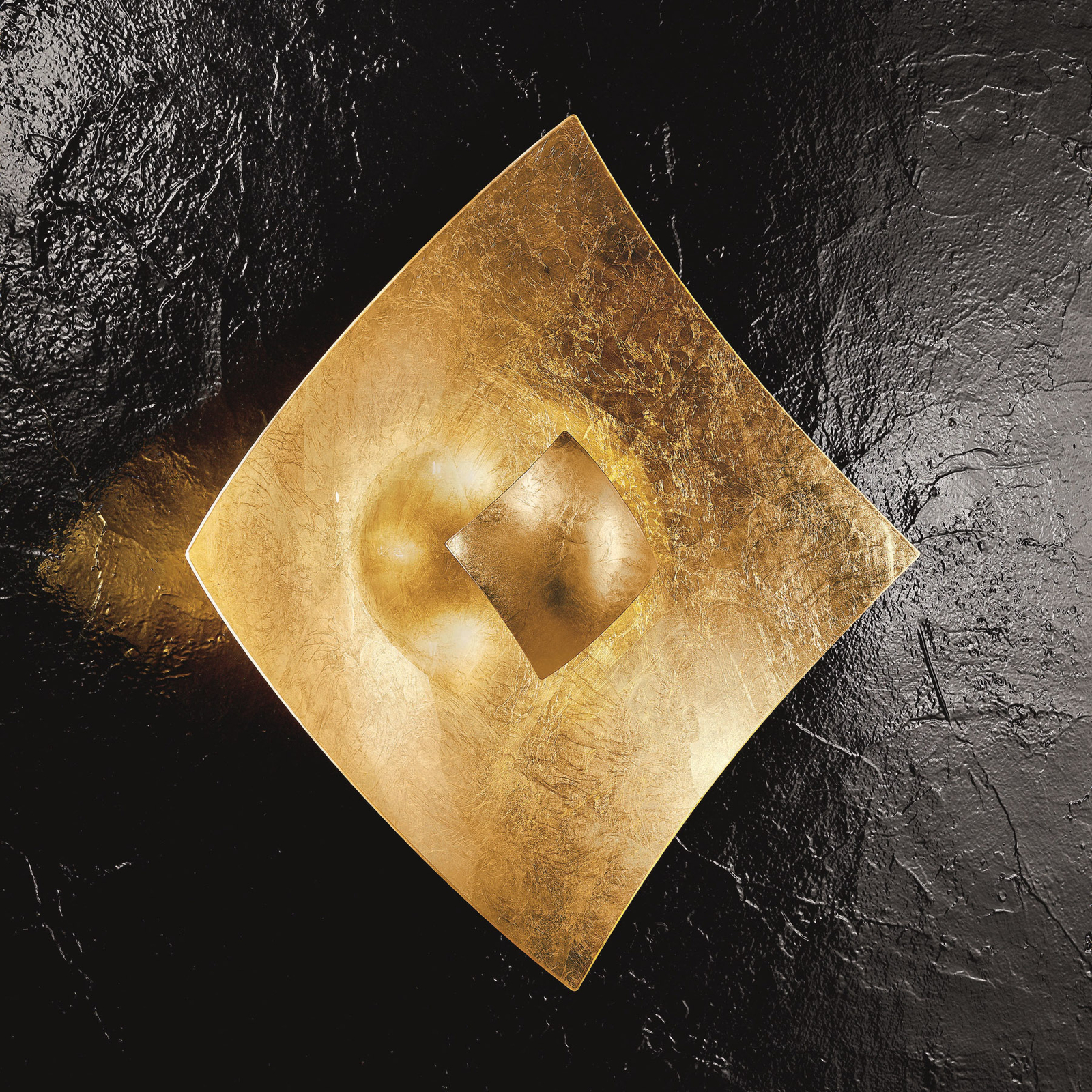 Kinkiet Quadrangolo z płatkowym złotem, 18 x 18 cm