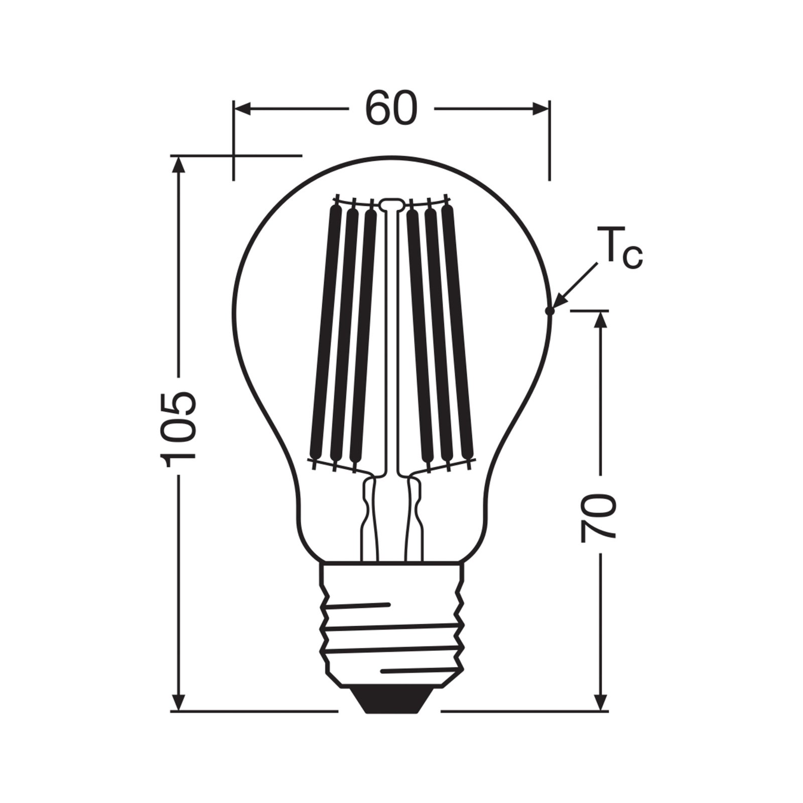 OSRAM Bec LED E27 7.2W Filament 4,000K 1521lm 2-pack