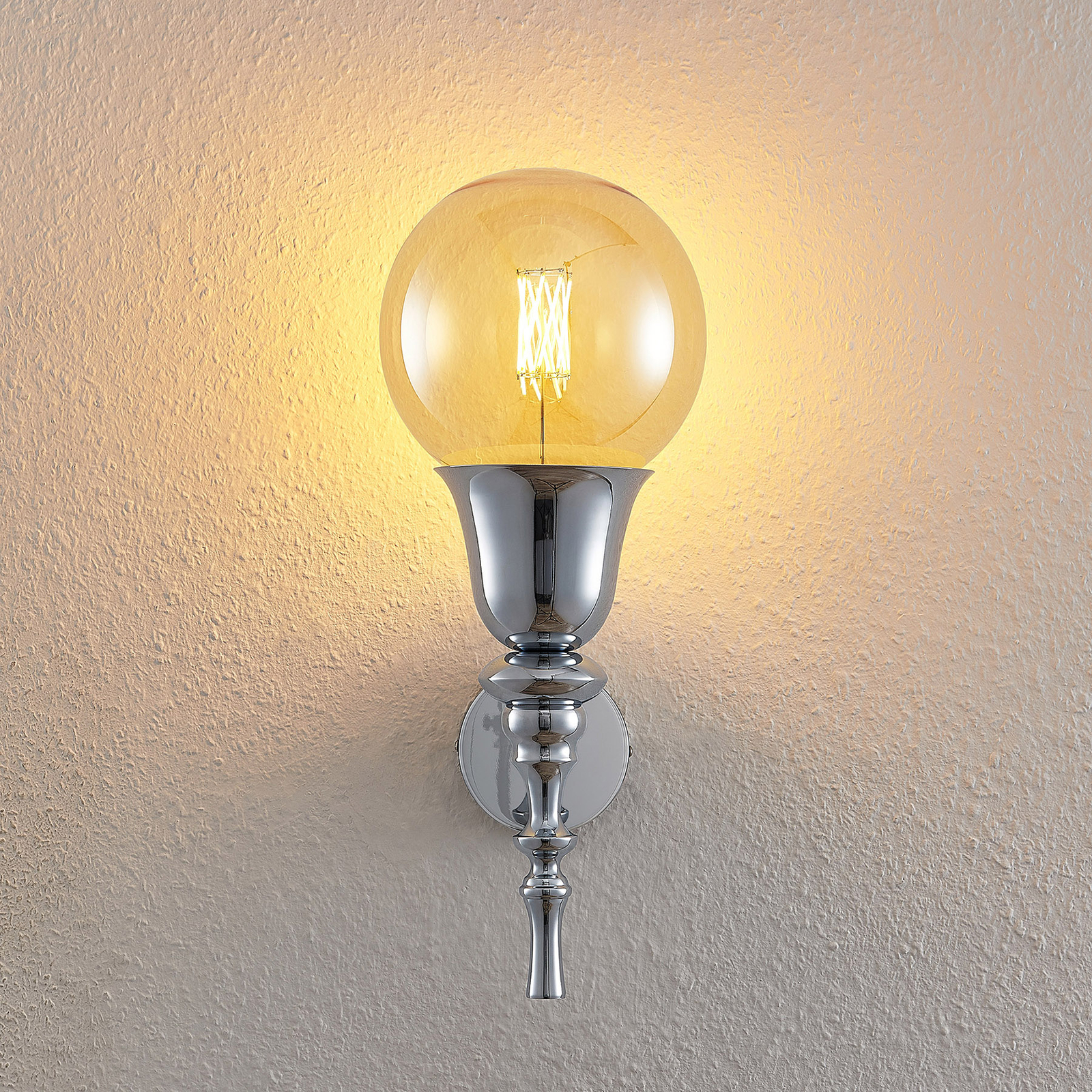 Lucande Gesja wandlamp, kaploos, 1-lamp, chroom