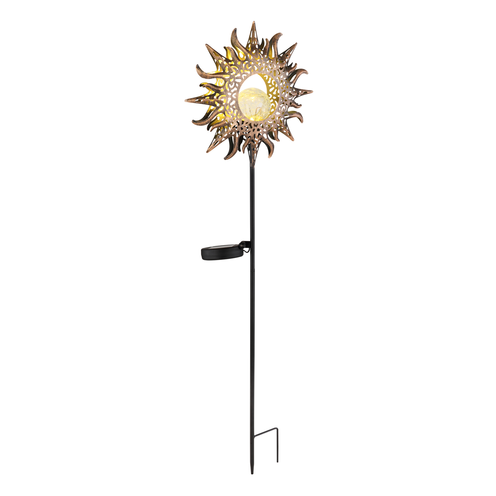 Solcelle-lampe med jordspyd og sol, IP44