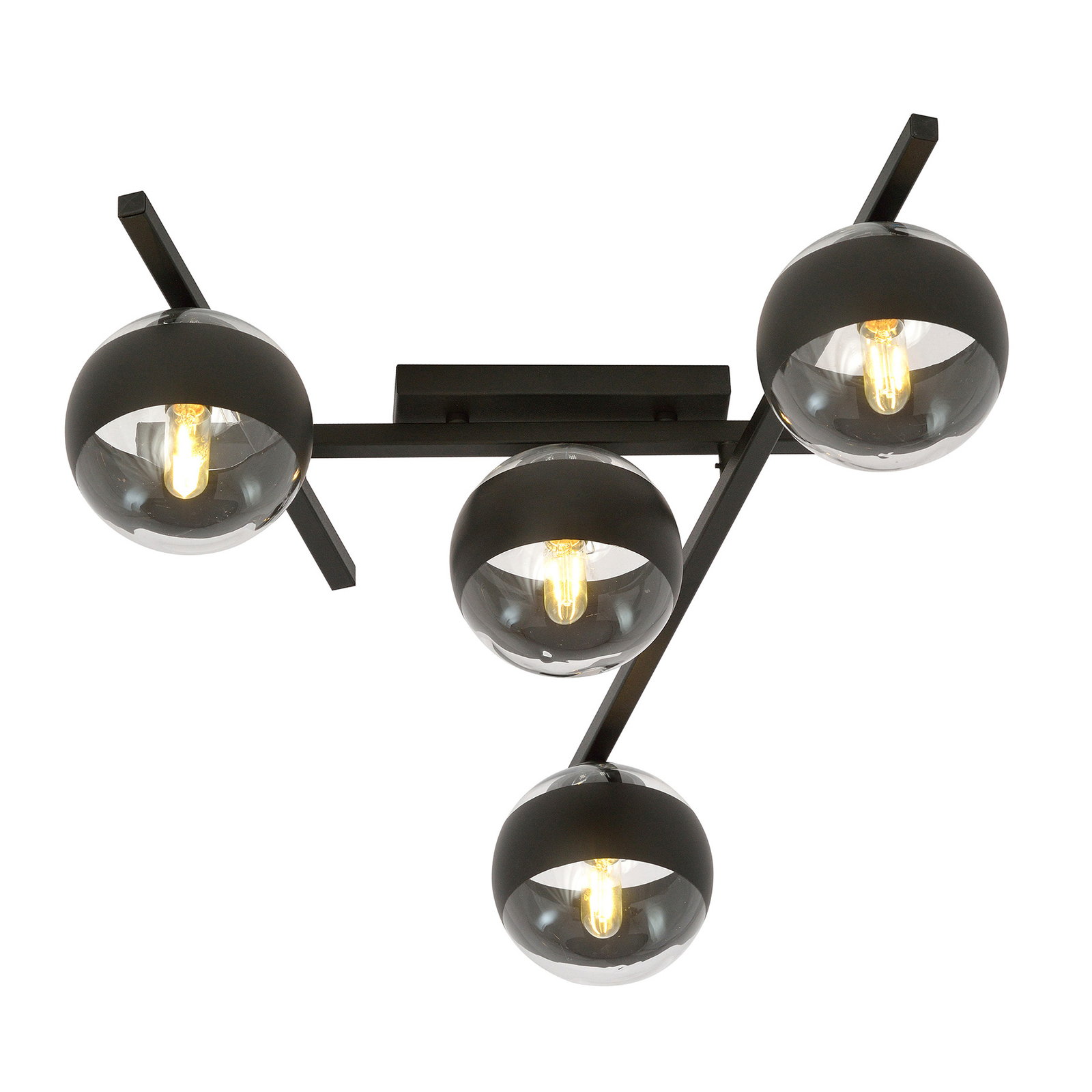 Smart loftslampe, sort/klar, 4-lys